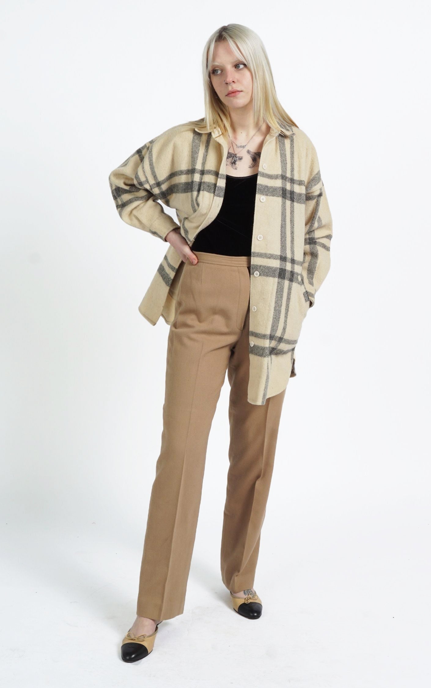 VINTAGE 100% Wool Tartan Plaid Buttoned Shirt  resellum