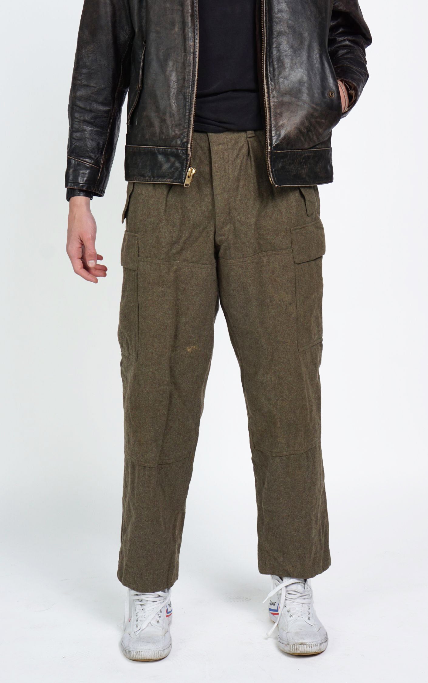 VINTAGE 60s Military Army Heavy Wool Pockets Cargo Pants resellum