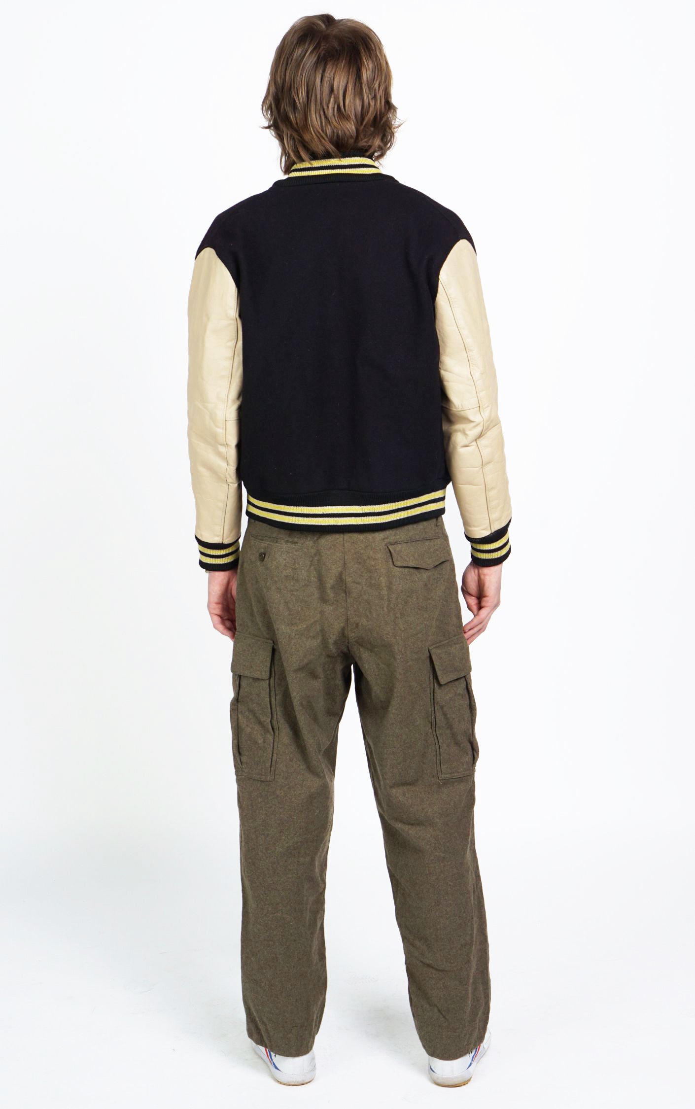 VINTAGE 80s Leather Sleeves Bomber Varsity Jacket resellum