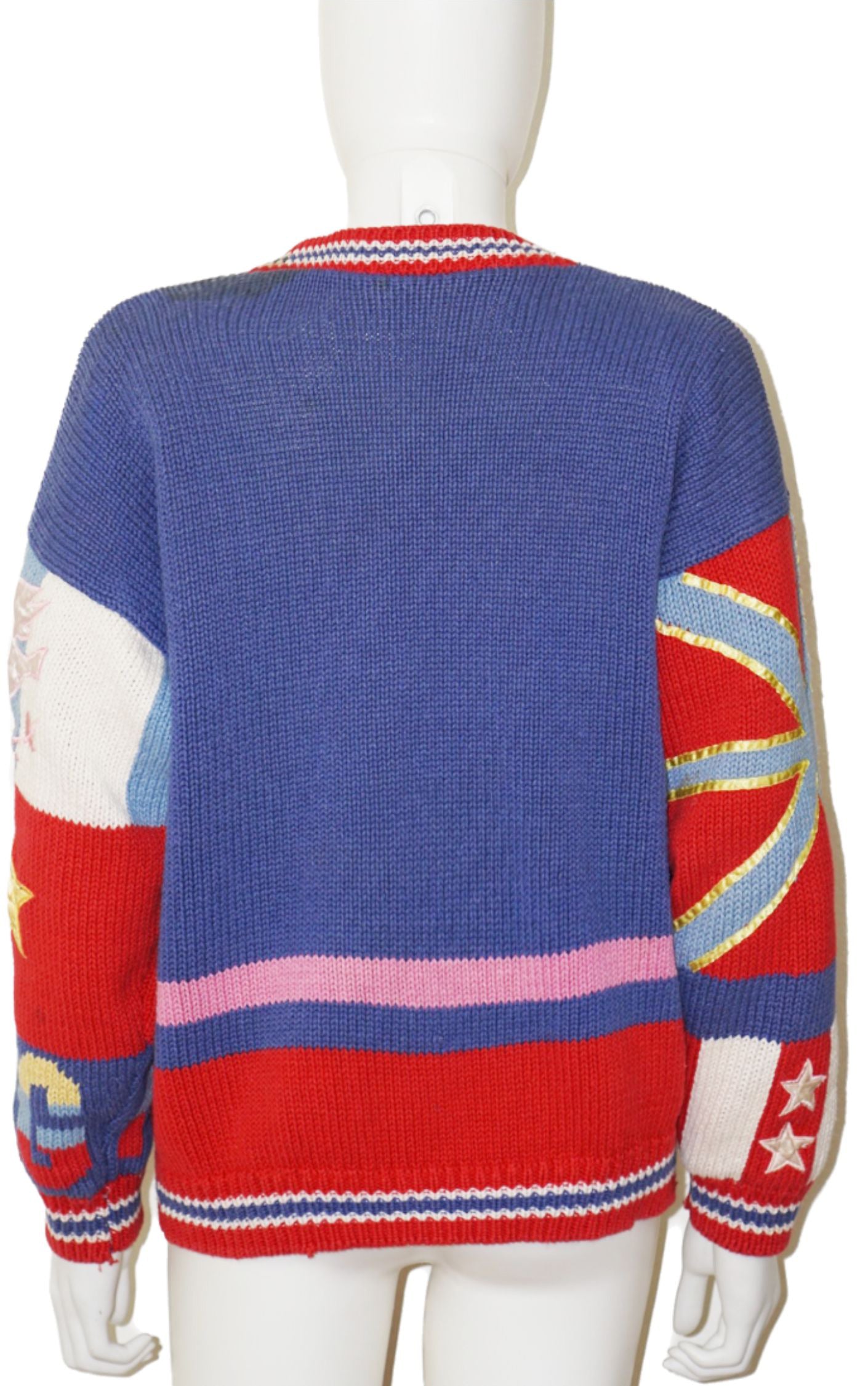 VINTAGE 80s Patchwork Eagle Buttoned Knit Cardigan resellum