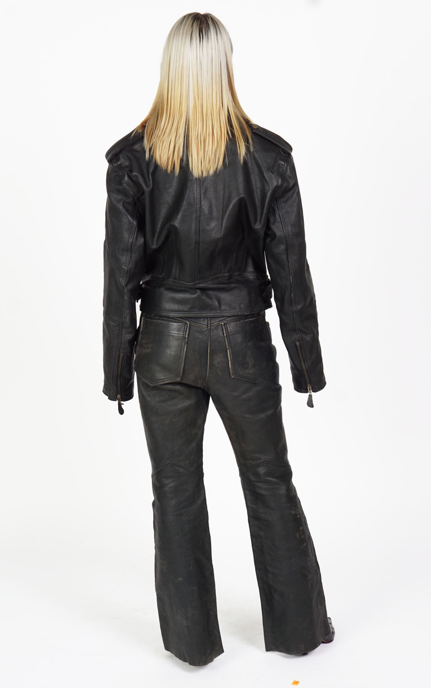 VINTAGE 90s Black Leather Grunge Biker Jacket resellum