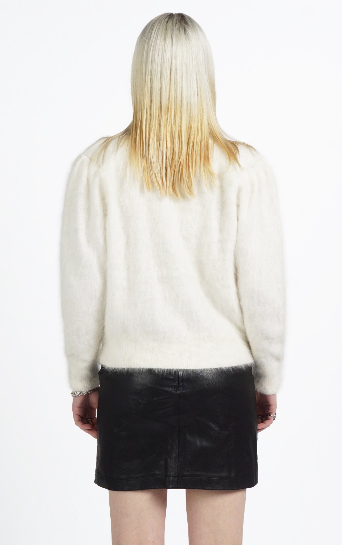 VINTAGE 90s Black Real Leather A-Line Mini Skirt resellum