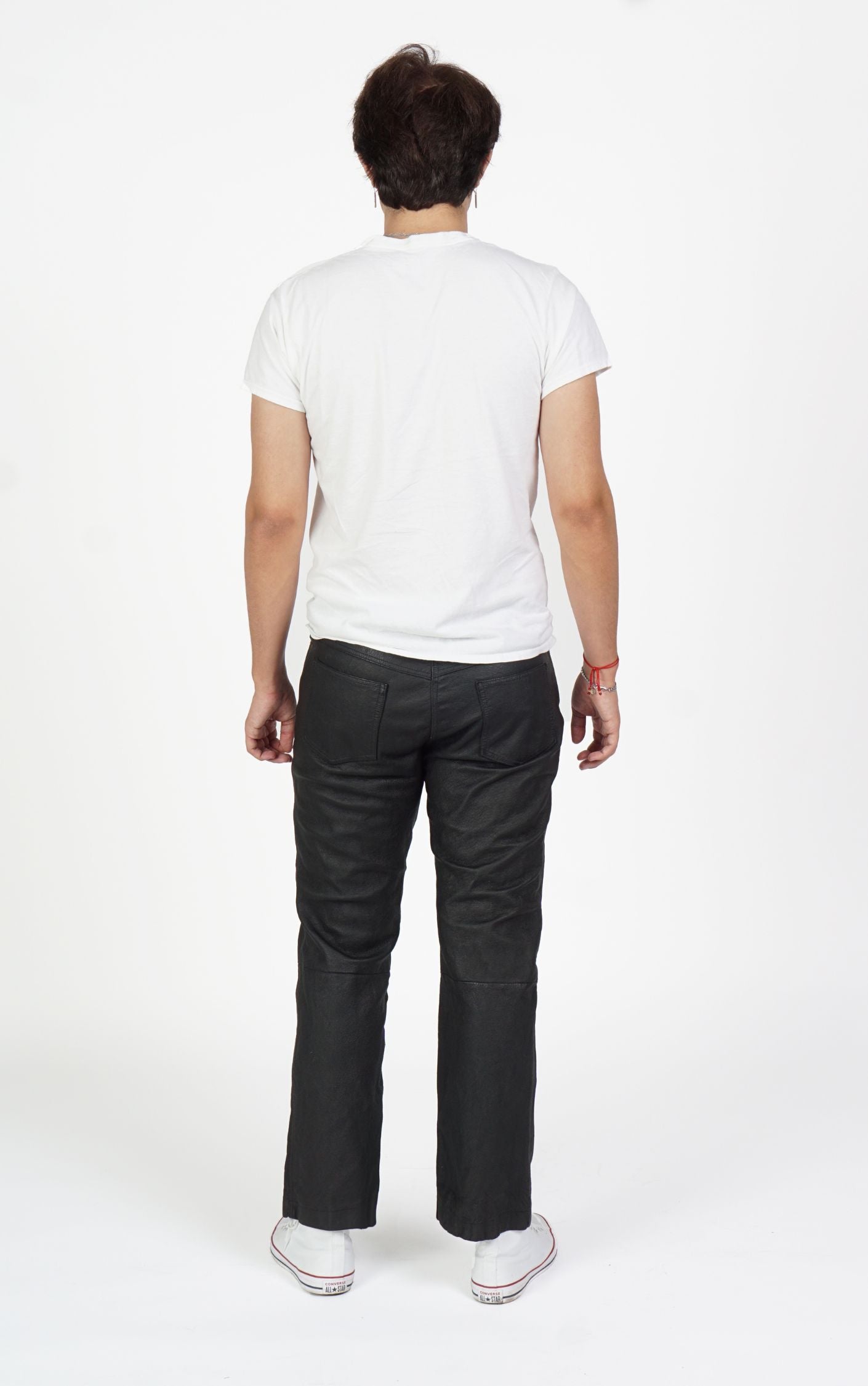 VINTAGE 90s Black Real Leather Lace Up Fly Pants resellum