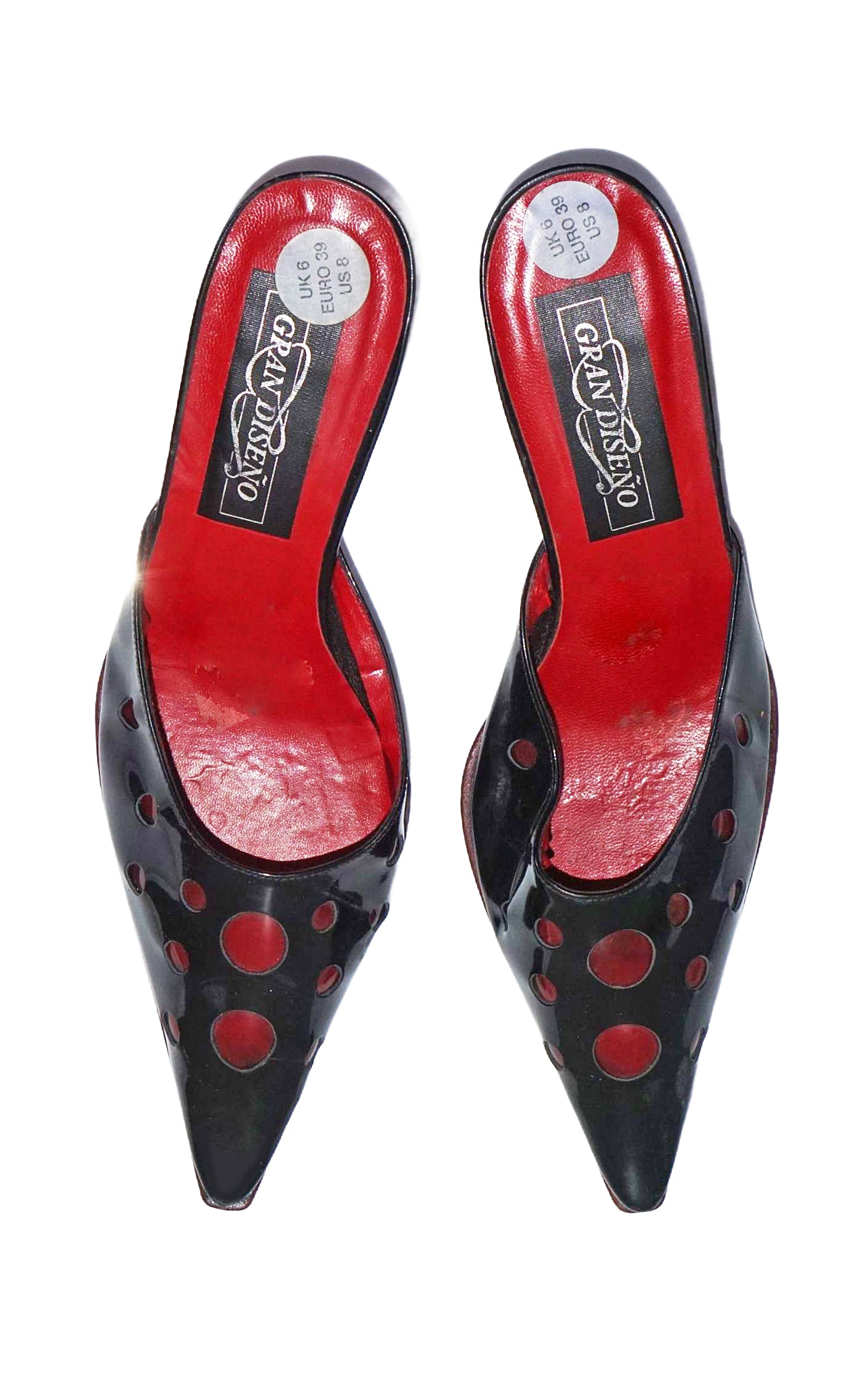 VINTAGE 90s Cut Out Holes Kitten Heels Mules resellum