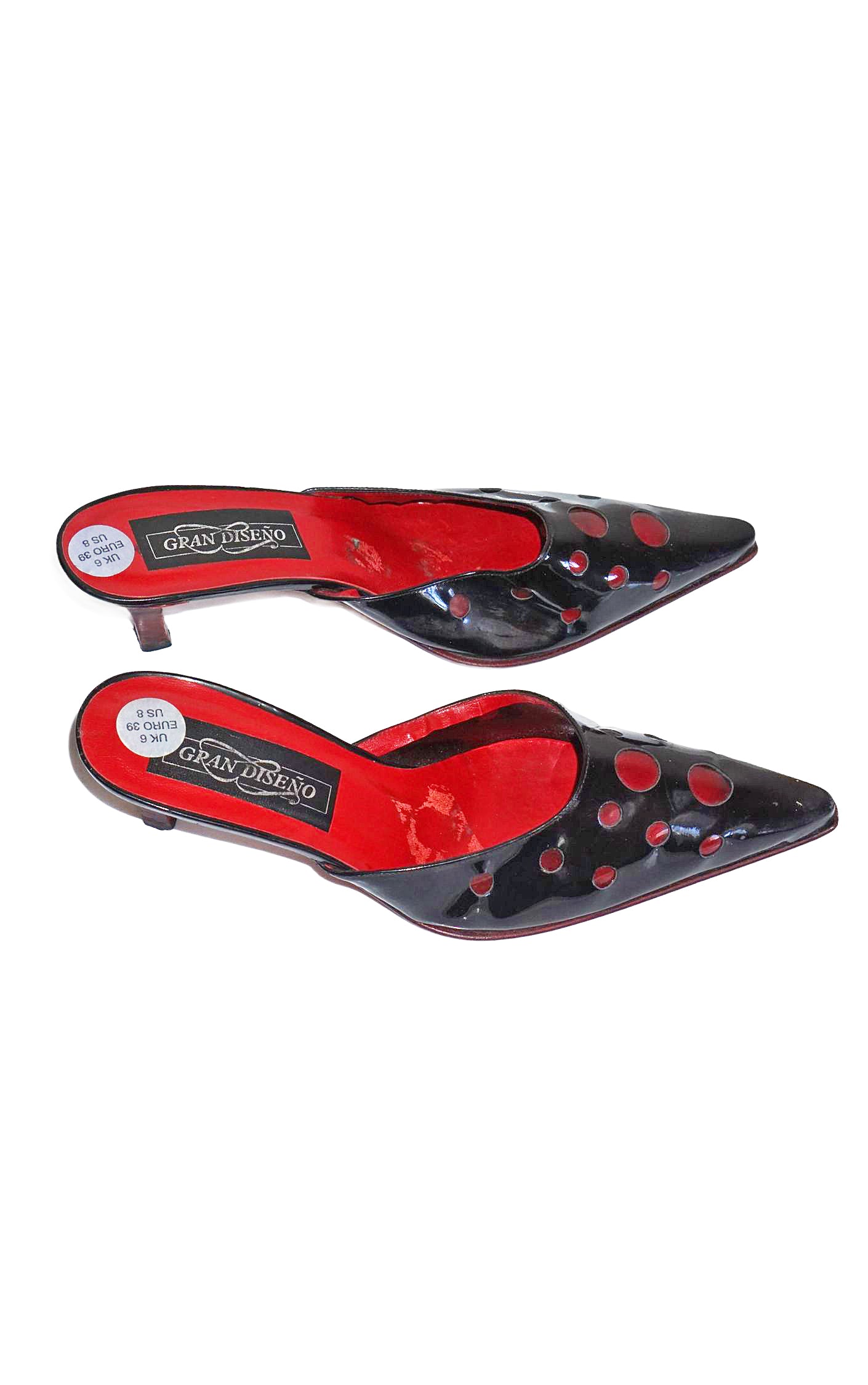 VINTAGE 90s Cut Out Holes Kitten Heels Mules resellum