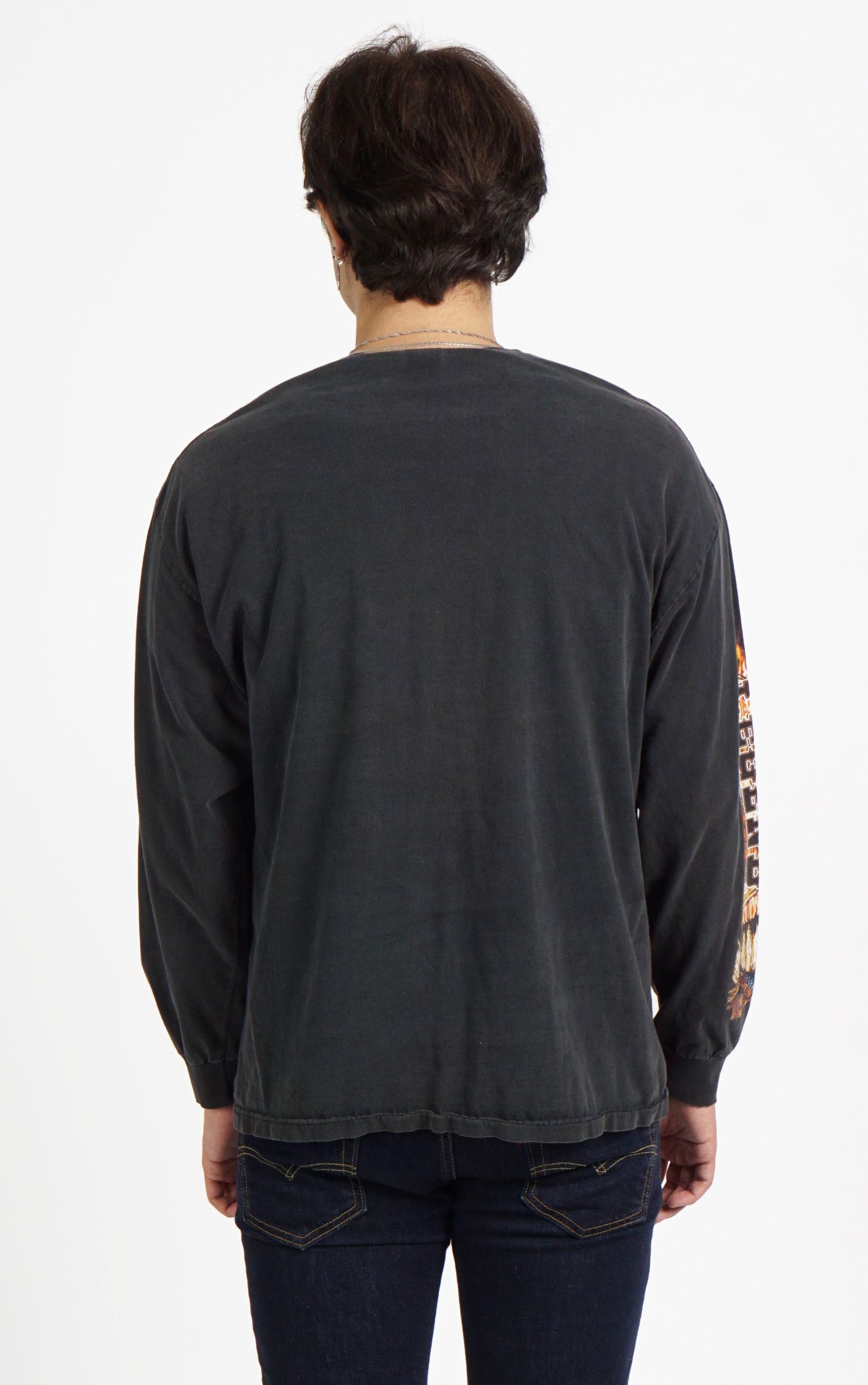 VINTAGE Bike Chopper Indian Eagle Flame Long Sleeve T-Shirt resellum