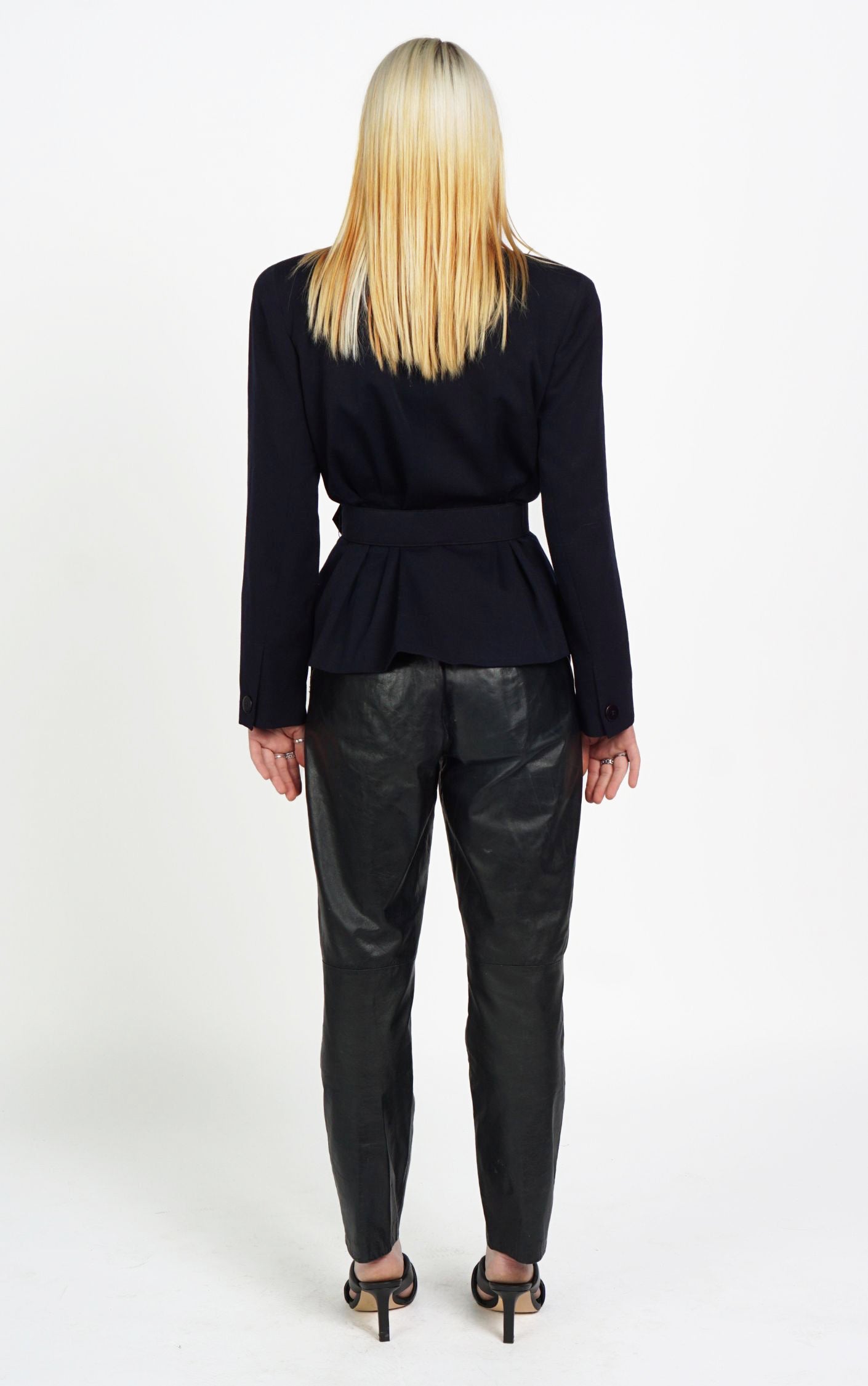 VINTAGE Black Real Leather High Waisted Pants resellum