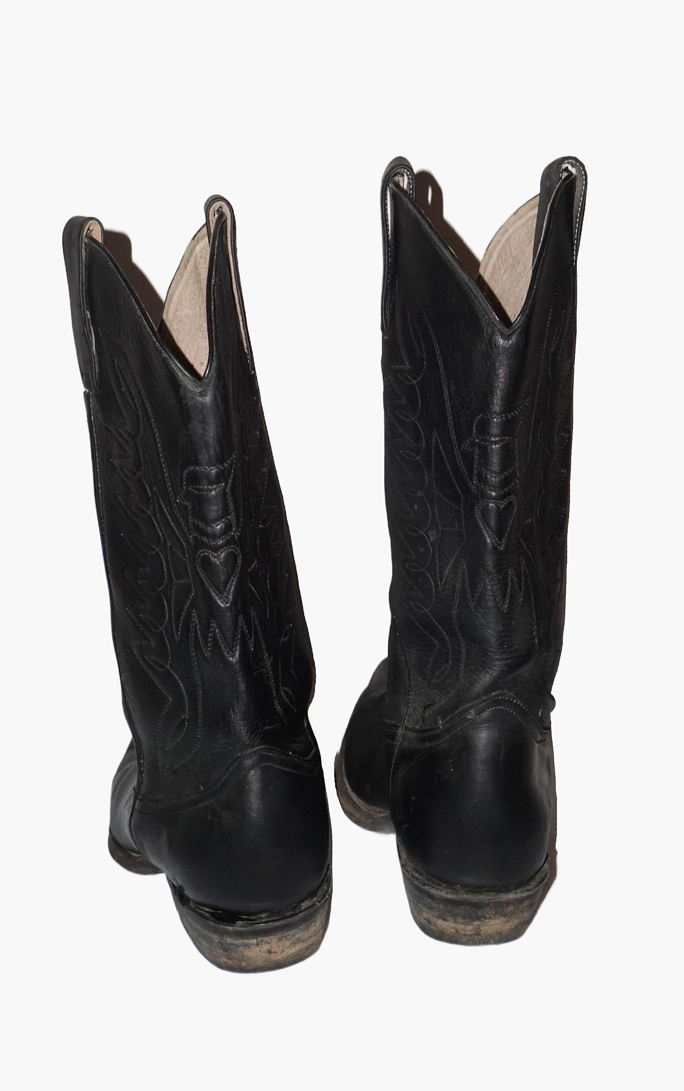 VINTAGE Black Leather Mid Calf Western Cowboy Riding Boots resellum