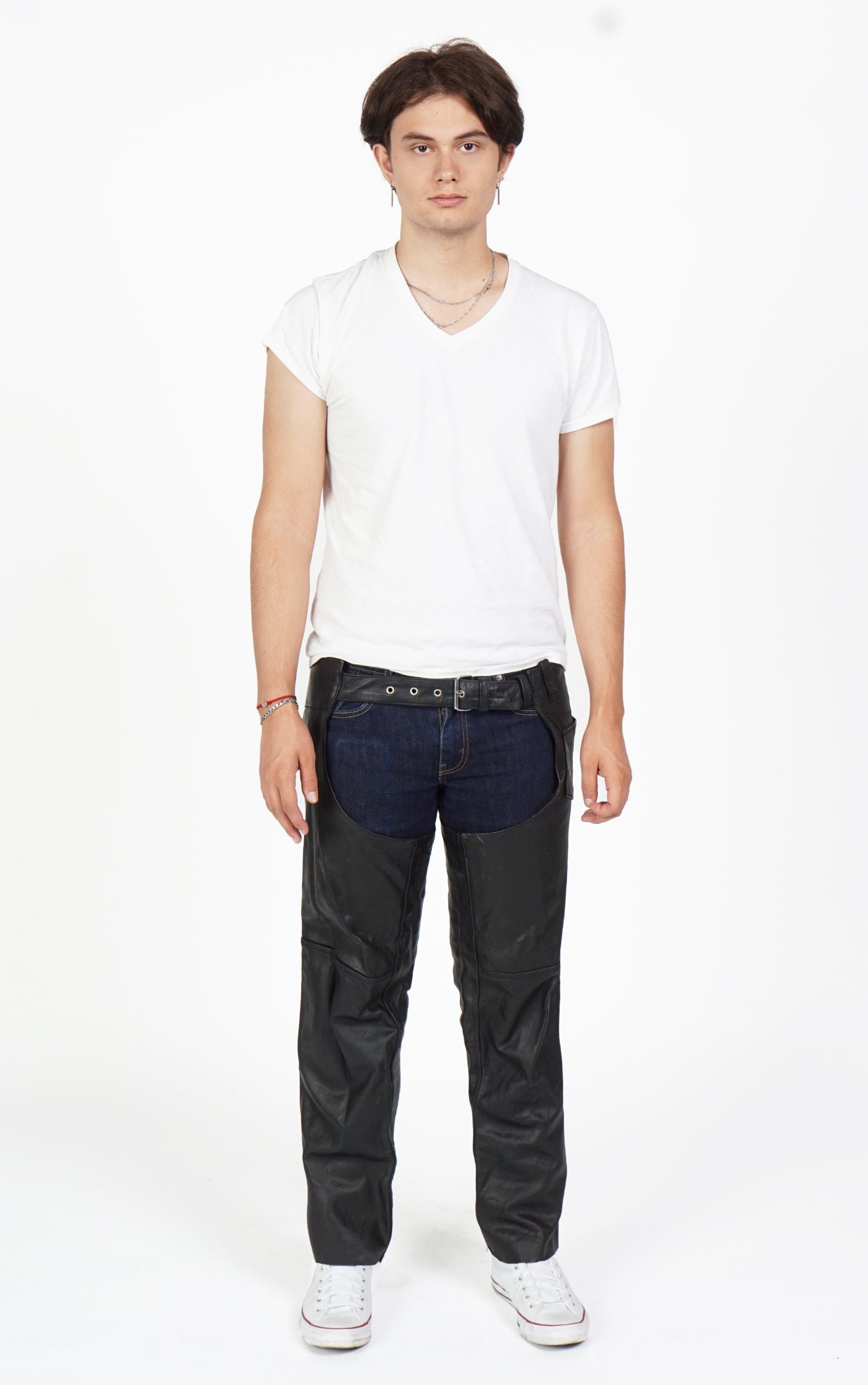 VINTAGE Black Leather Motorcycle Belt Chaps resellum