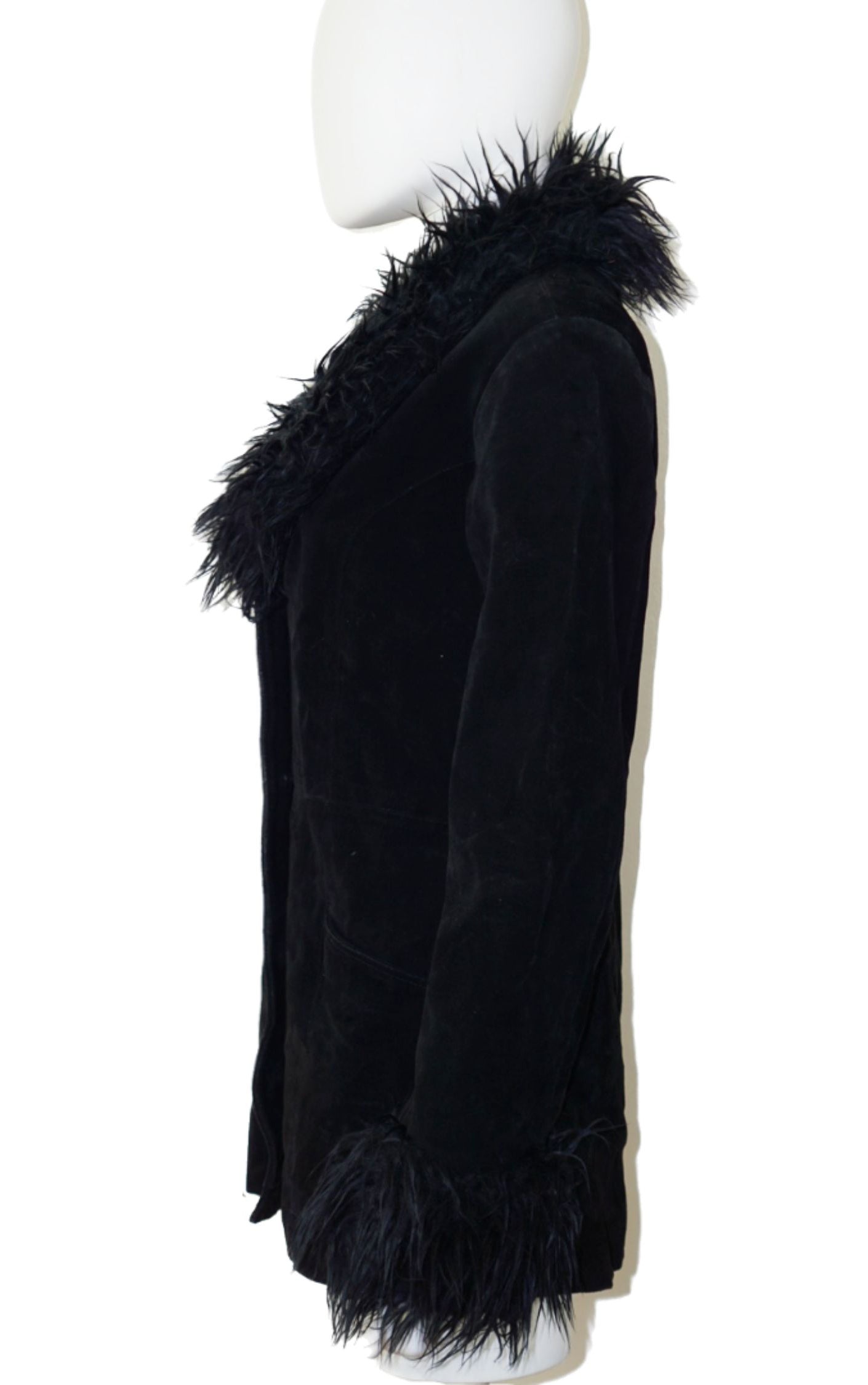 VINTAGE Black Suede Leather Penny Lane Coat resellum