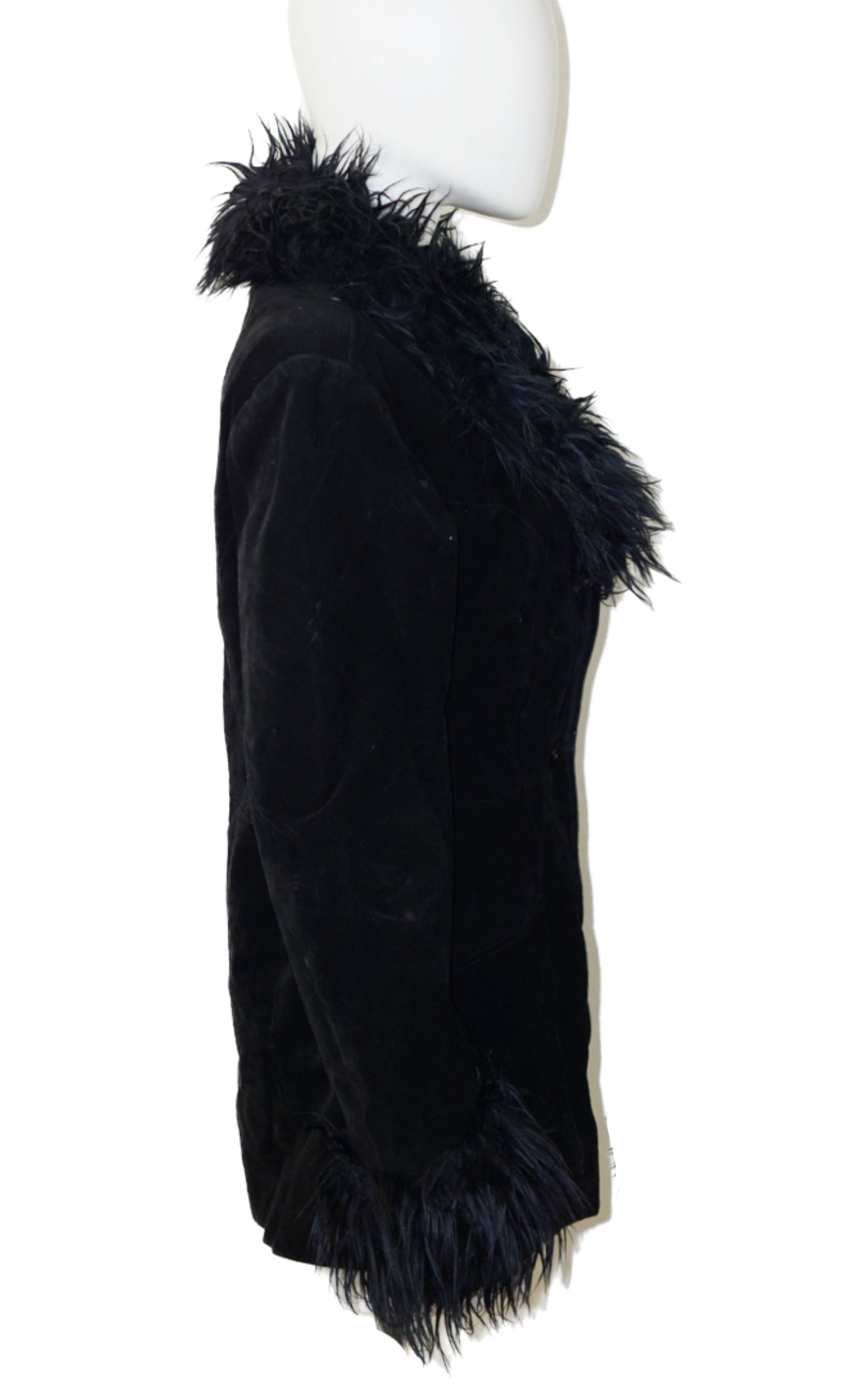 VINTAGE Black Suede Leather Penny Lane Coat resellum