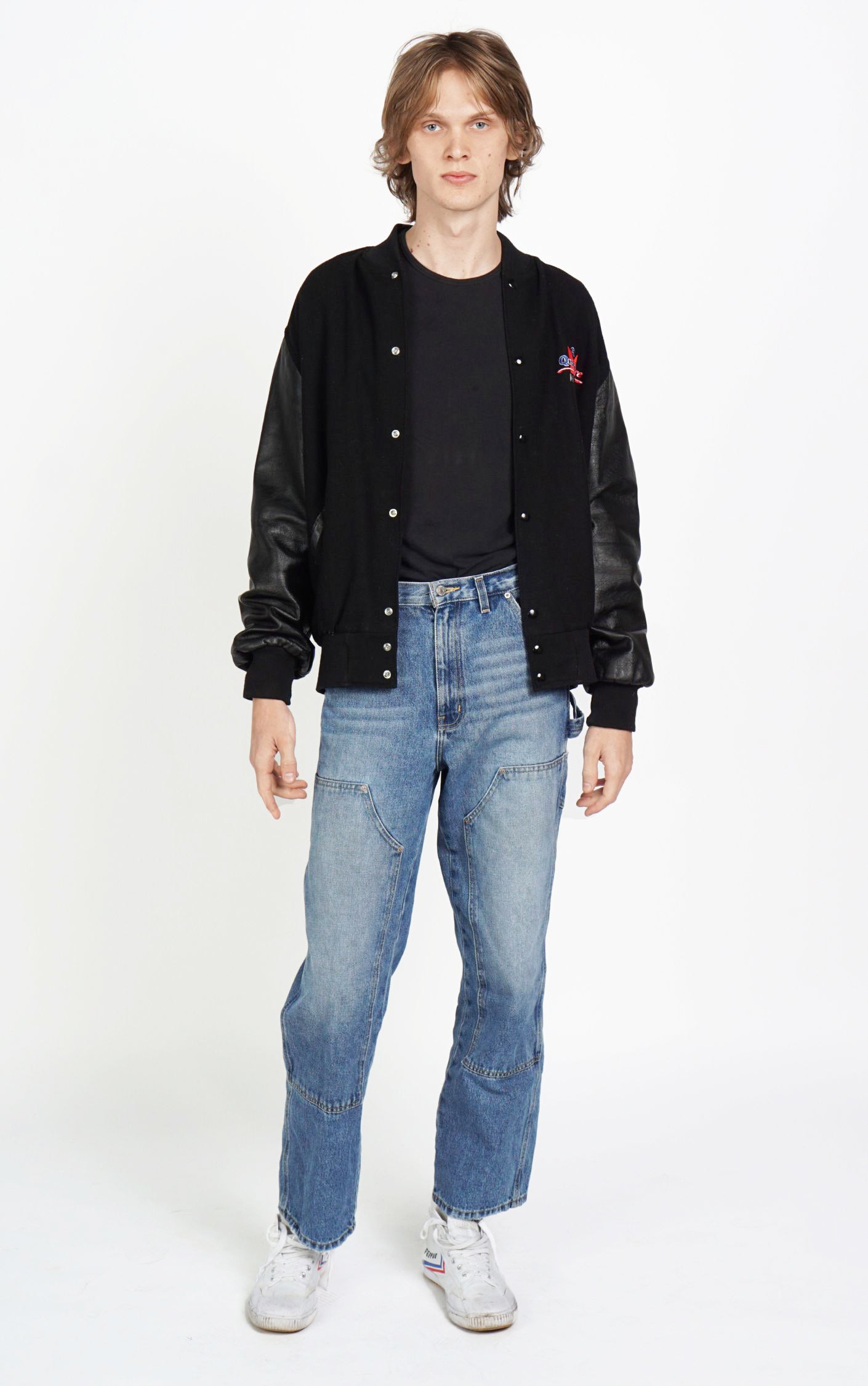 VINTAGE Ford Masters Leather Sleeves Bomber Jacket resellum