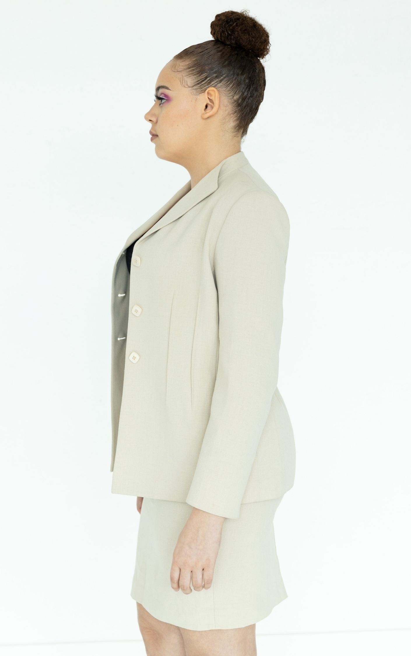 VINTAGE Gray Minimalistic Skirt Set Suit