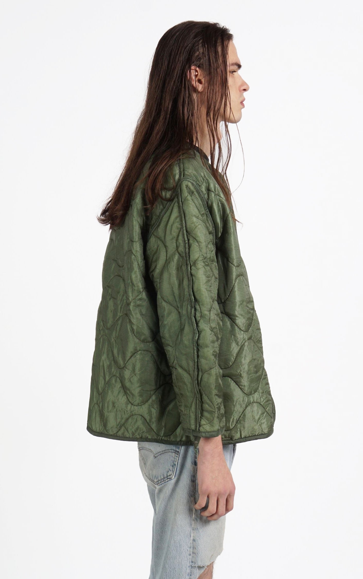 VINTAGE Khaki Military Button Down Quilted Field Jacket resellum