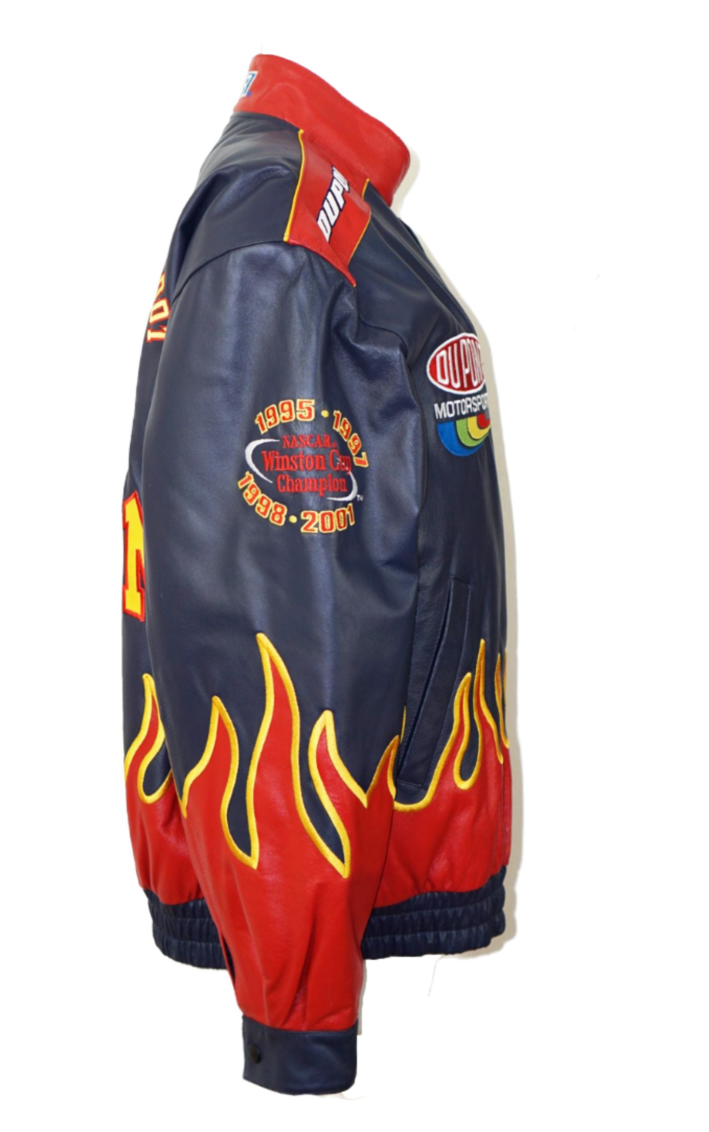 VINTAGE Nascar Racing Gordon DuPont Flame Leather Jacket resellum