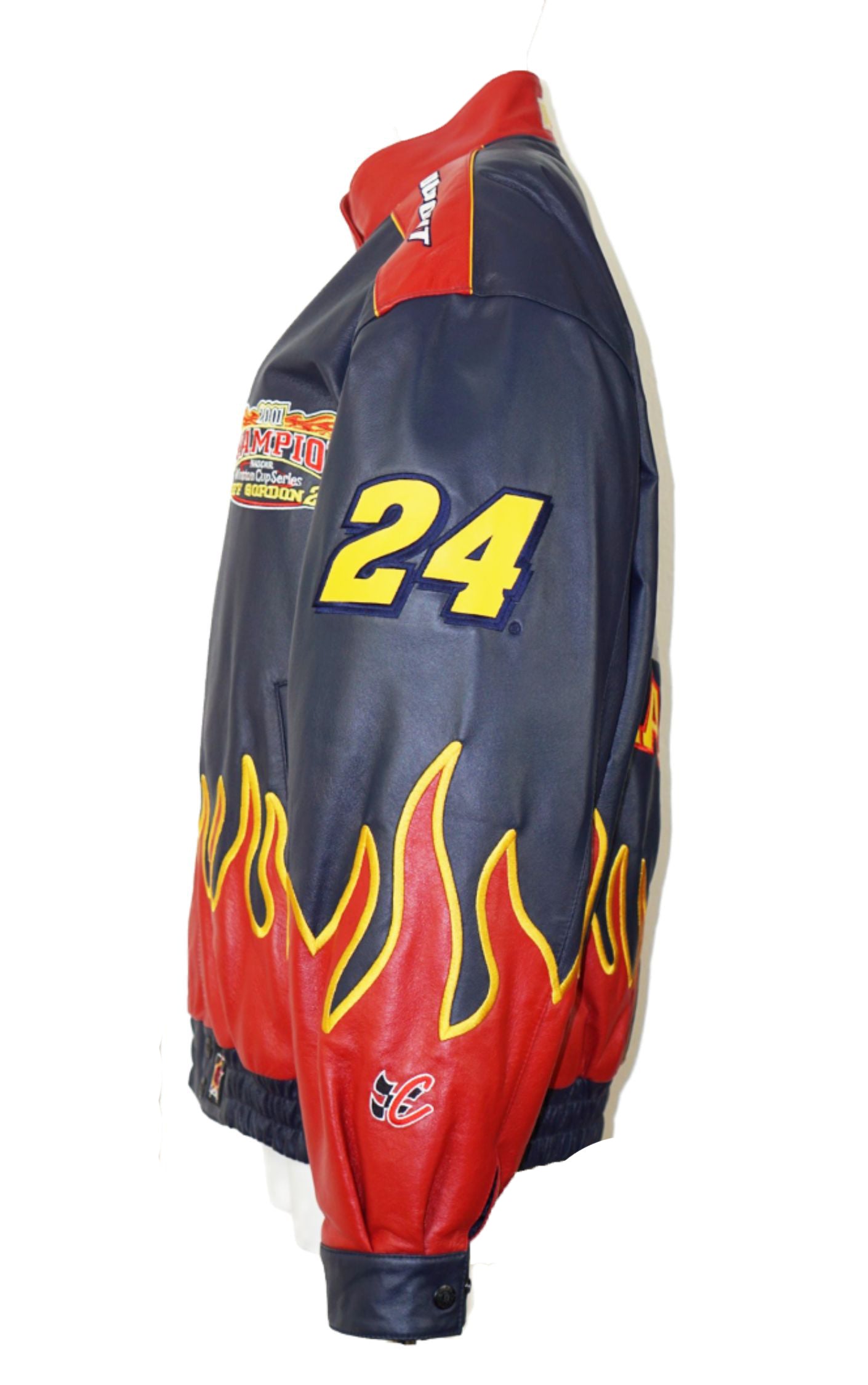 VINTAGE Nascar Racing Gordon DuPont Flame Leather Jacket resellum
