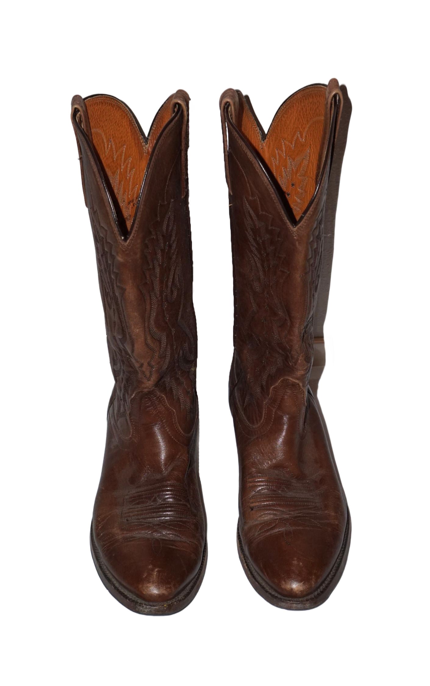 VINTAGE Nocona Brown Leather Western Cowboy Boots resellum