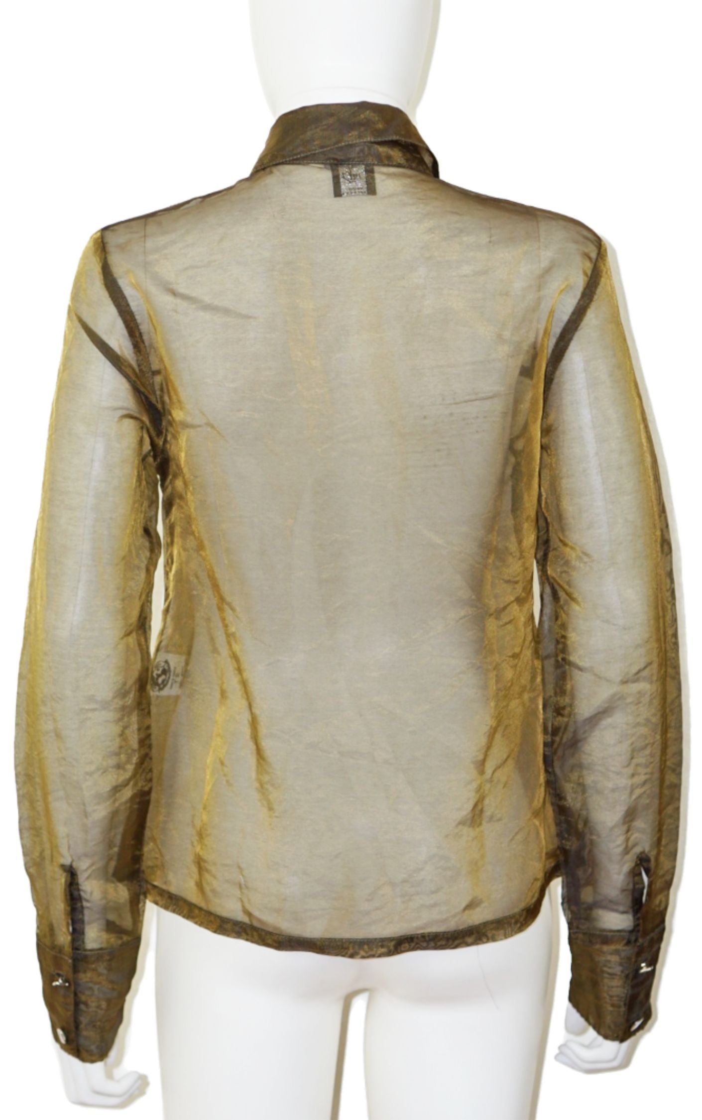 VINTAGE Olive Chameleon Organza Sheer Blouse resellum