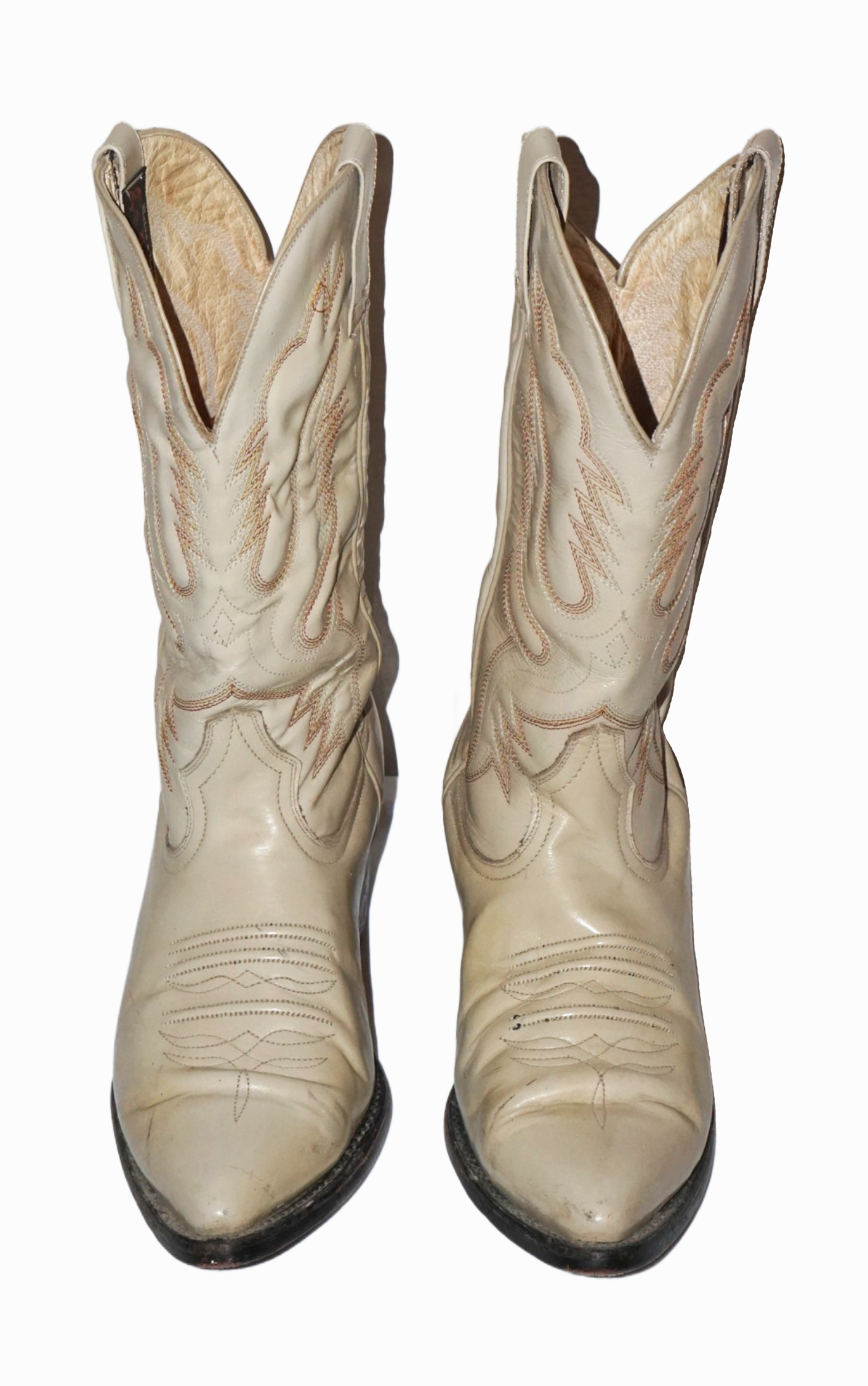 VINTAGE Pastel Light Grey Leather Western Cowboy Boots resellum