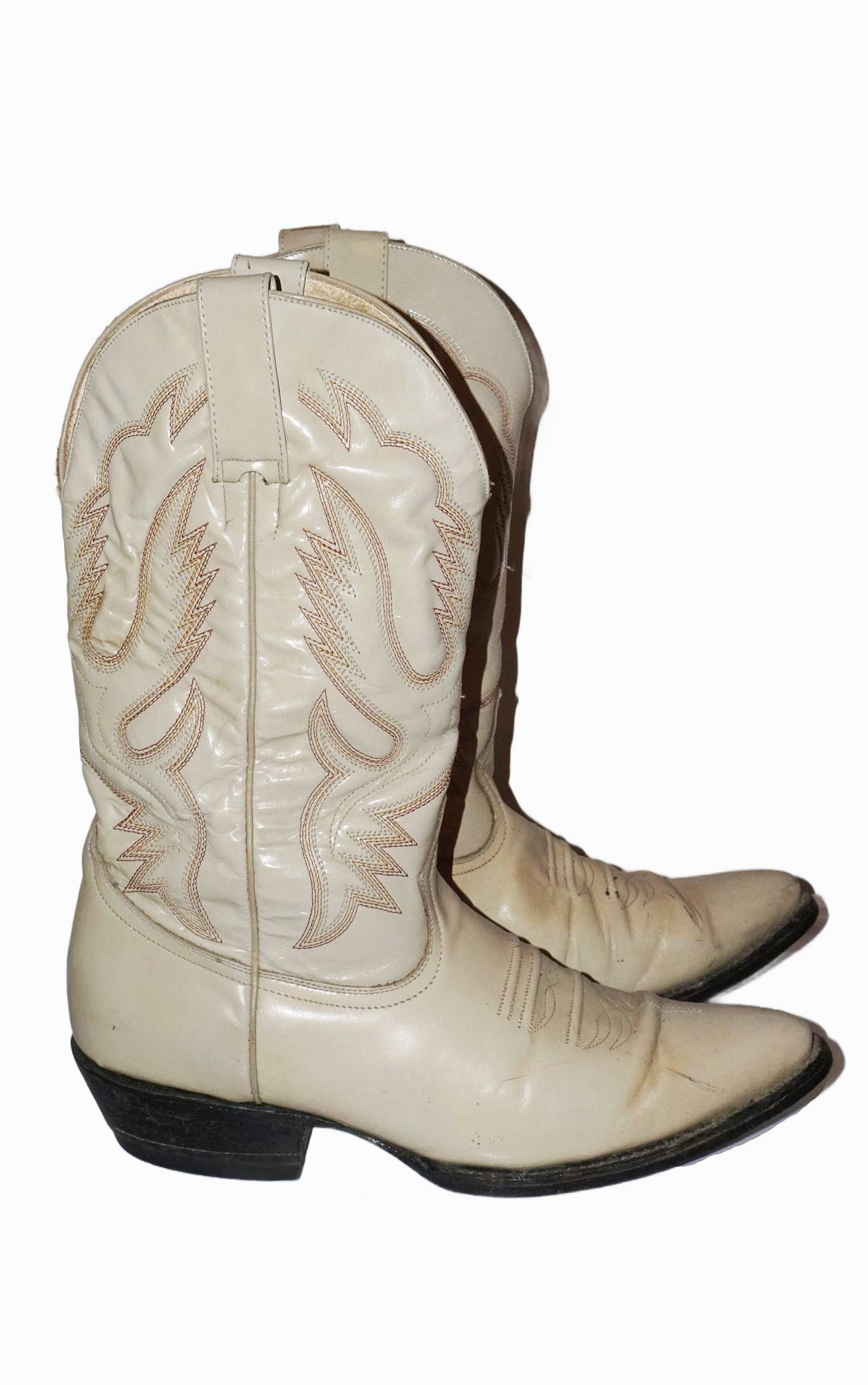 VINTAGE Pastel Light Grey Leather Western Cowboy Boots resellum