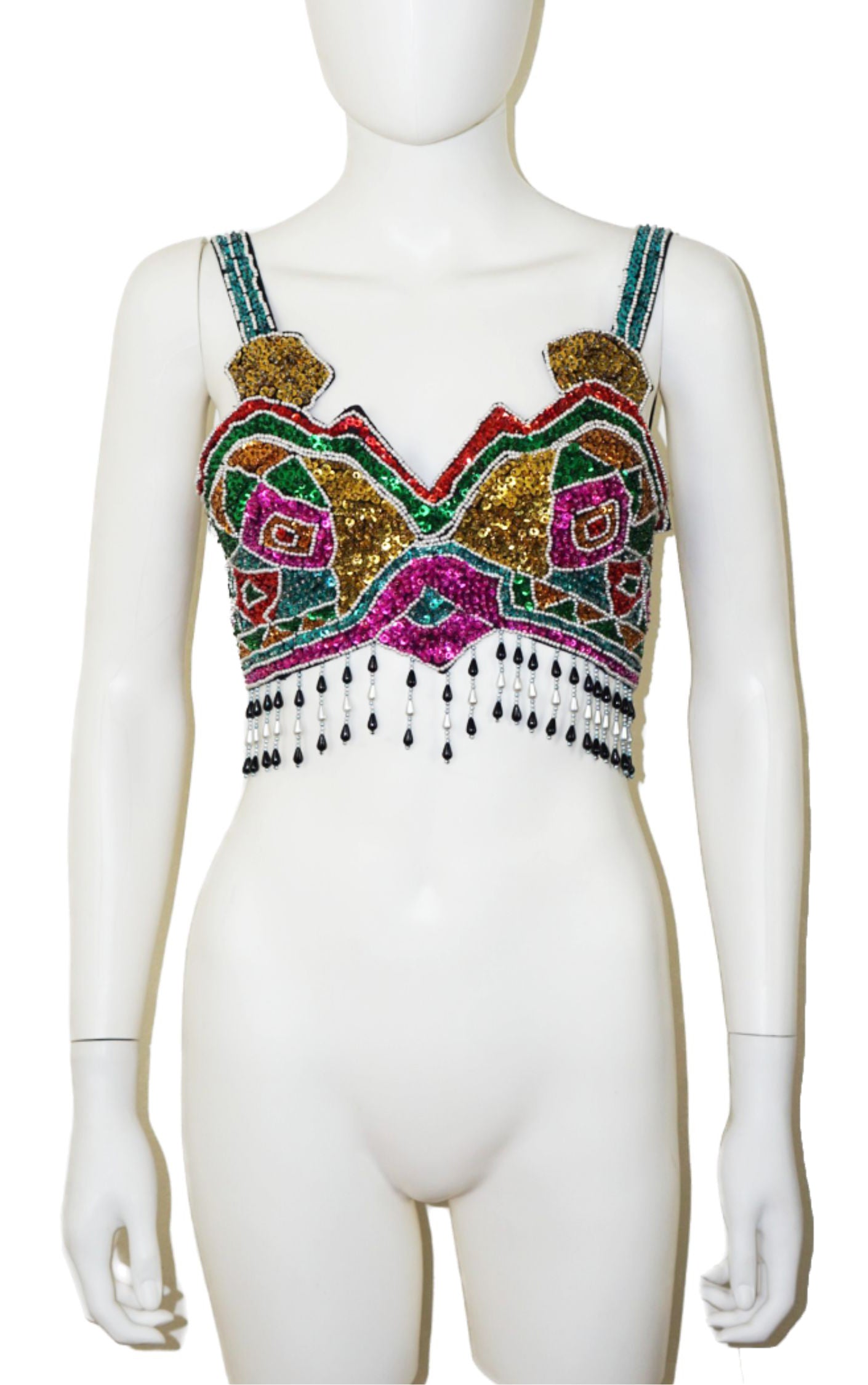 VINTAGE Sequin Beaded Sparkling Bustier Top resellum