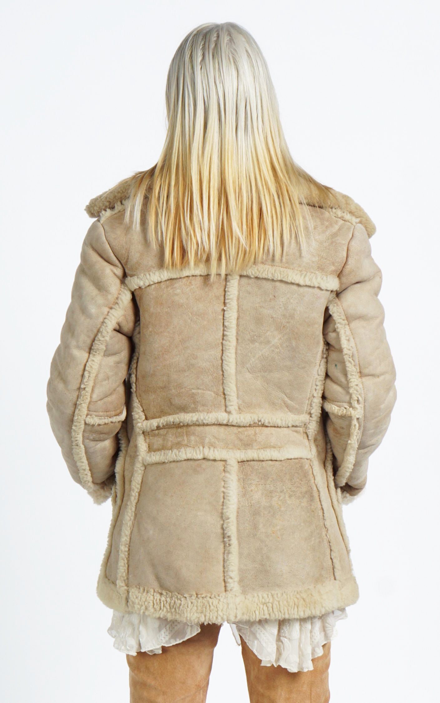 VINTAGE Sheepskin Shearling Sherpa Leather Aviator Style Jacket Coat resellum