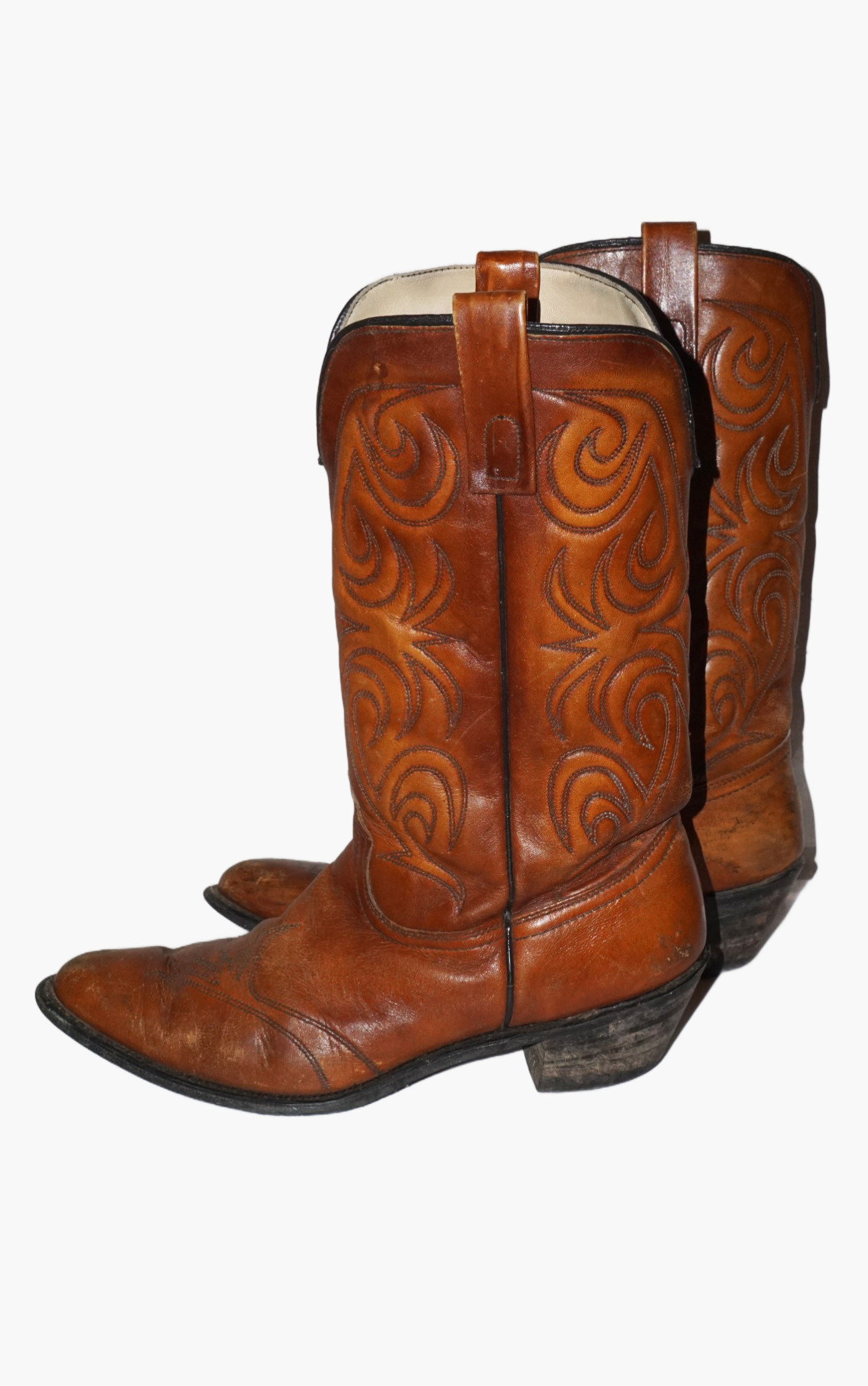VINTAGE Texas Brown Leather Western Cowboy Boots US 9