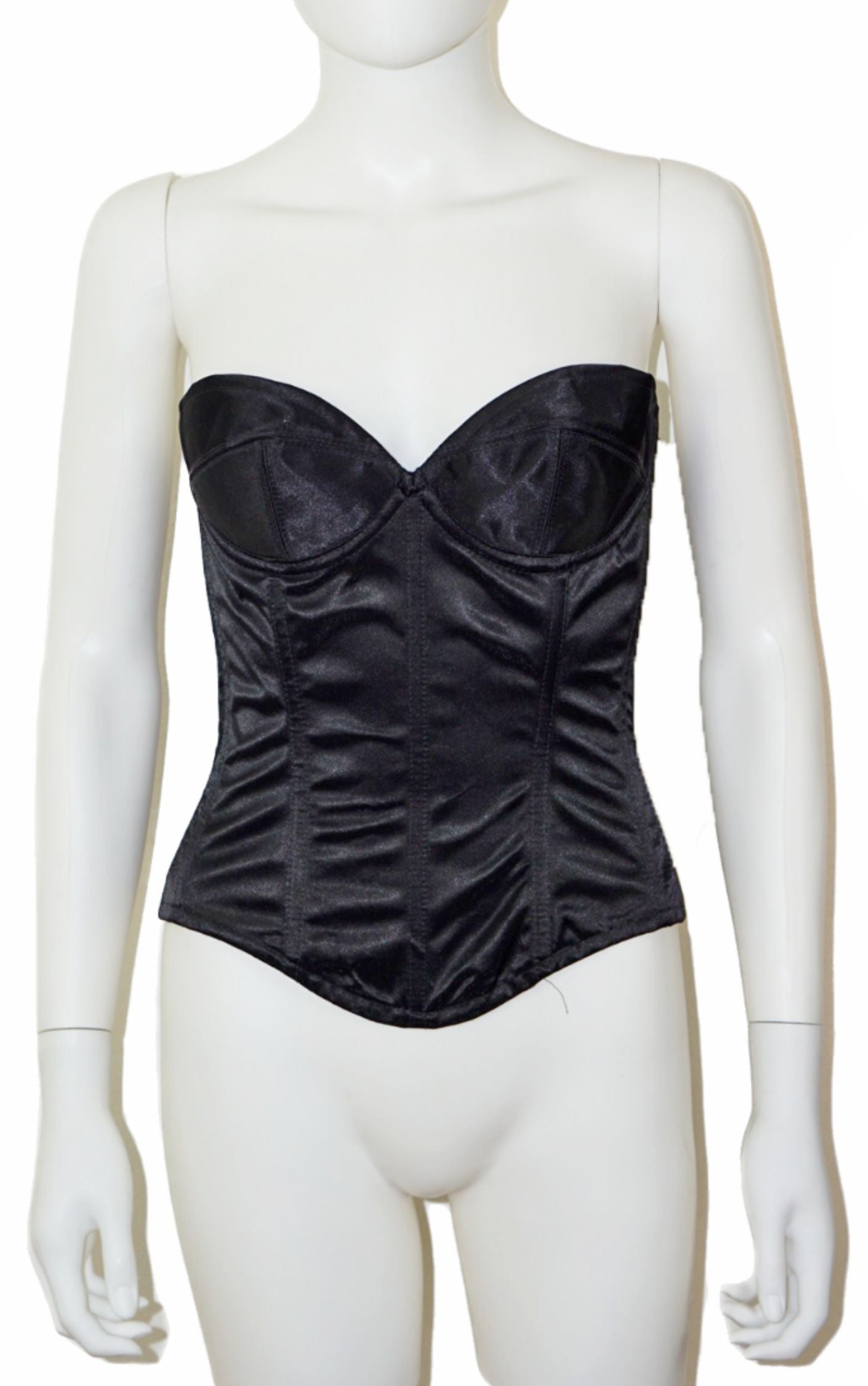 VINTAGE Trashy Black Satin Bustier Corset resellum