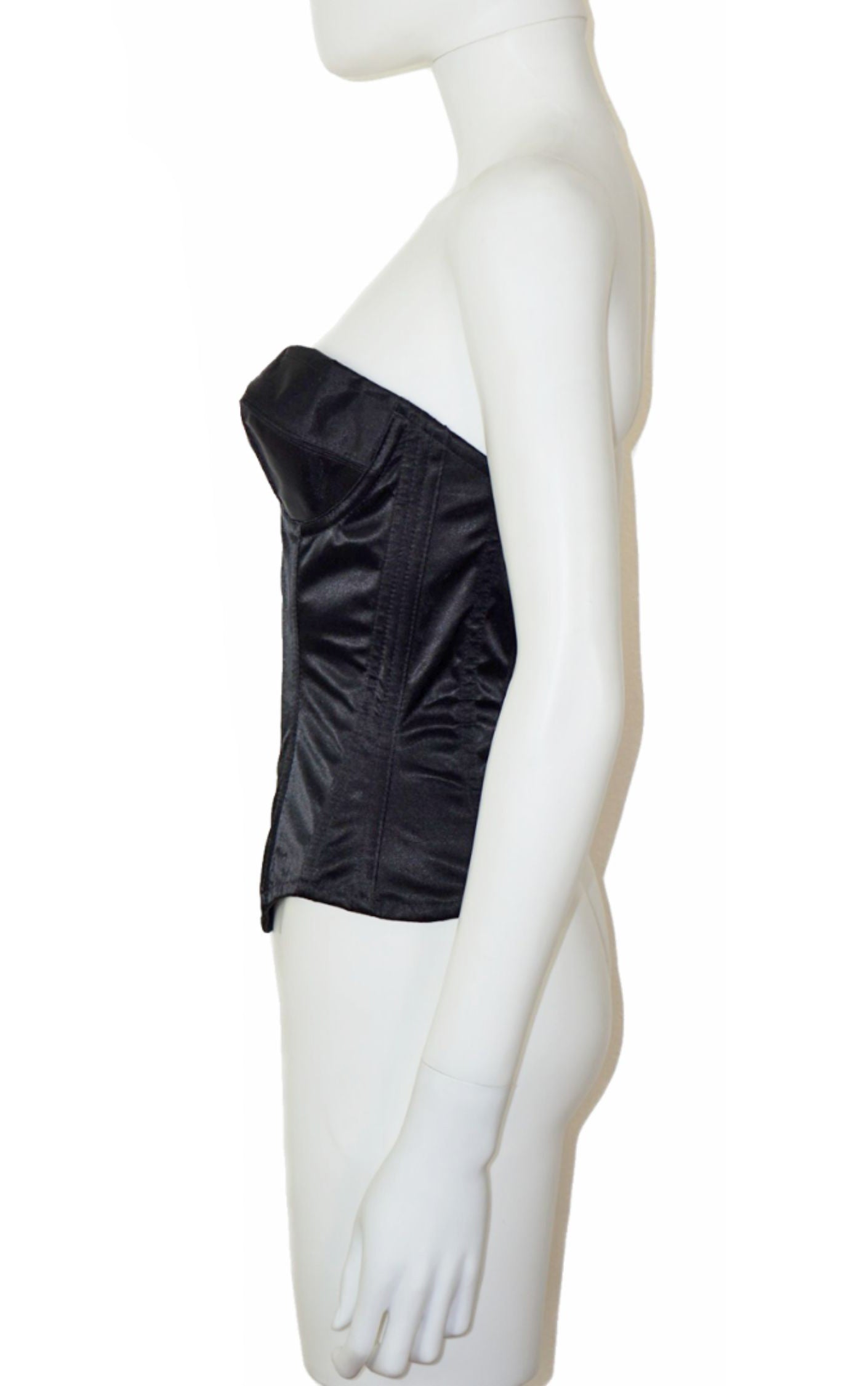 VINTAGE Trashy Black Satin Bustier Corset resellum