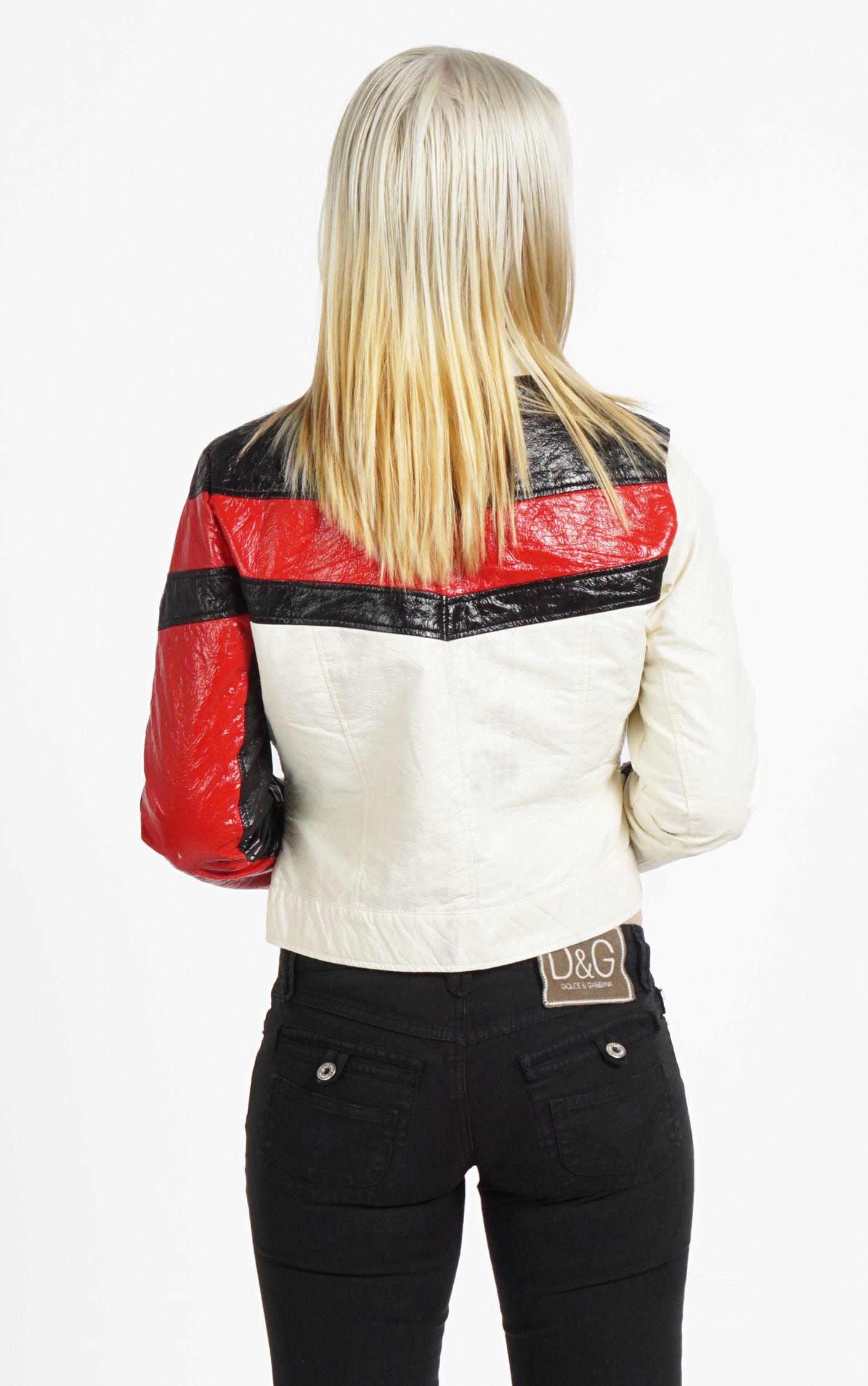 VINTAGE Y2K Moto Racing Cropped Striped Zip Up Jacket resellum