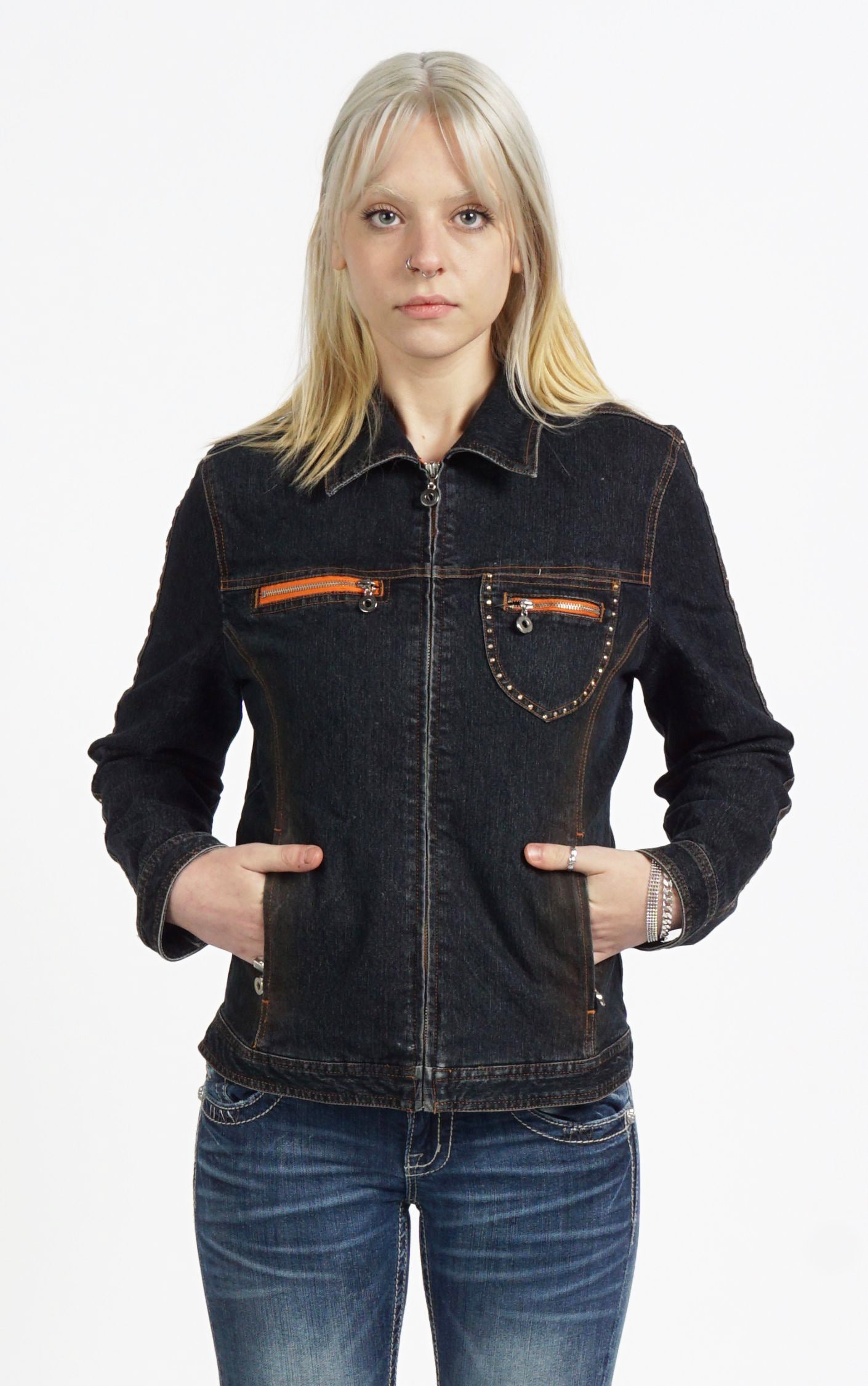 VINTAGE Y2K Rhinestones Embellished Denim Jacket resellum