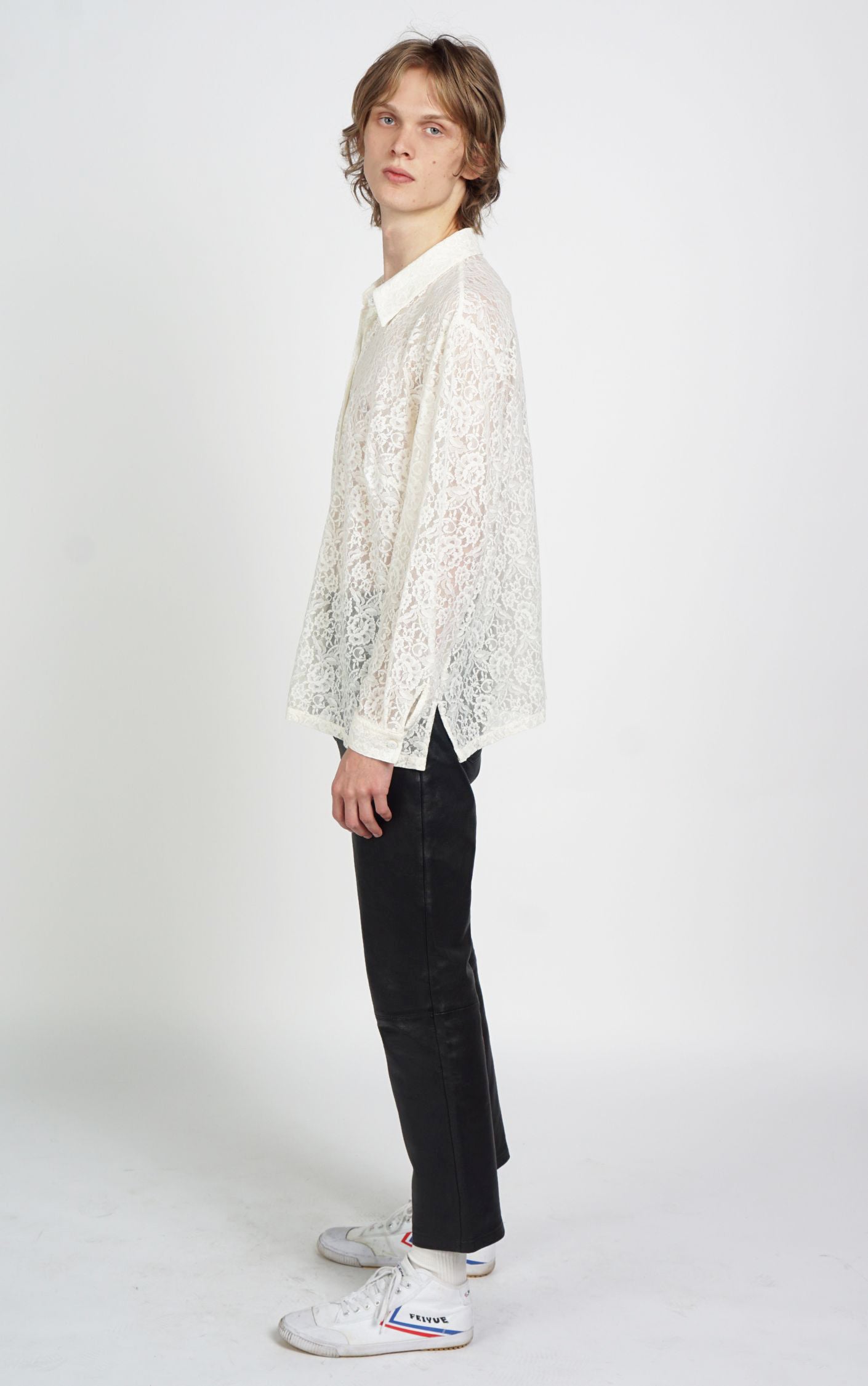 Victorian Style Y2K White Floral Lace Sheer Button Down Blouse resellum