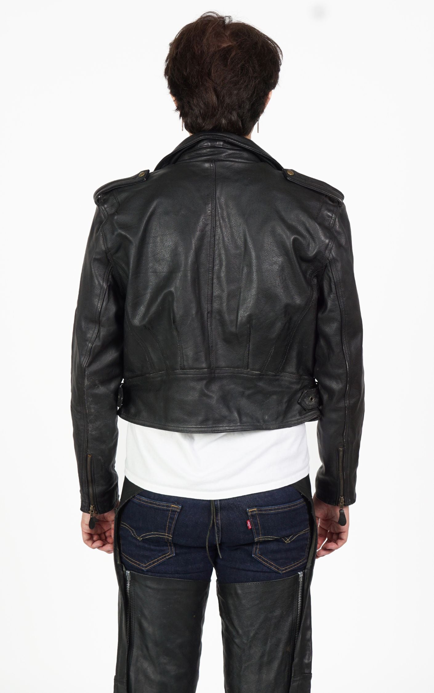 VINTAGE 90s Black Leather Grunge Biker Jacket resellum