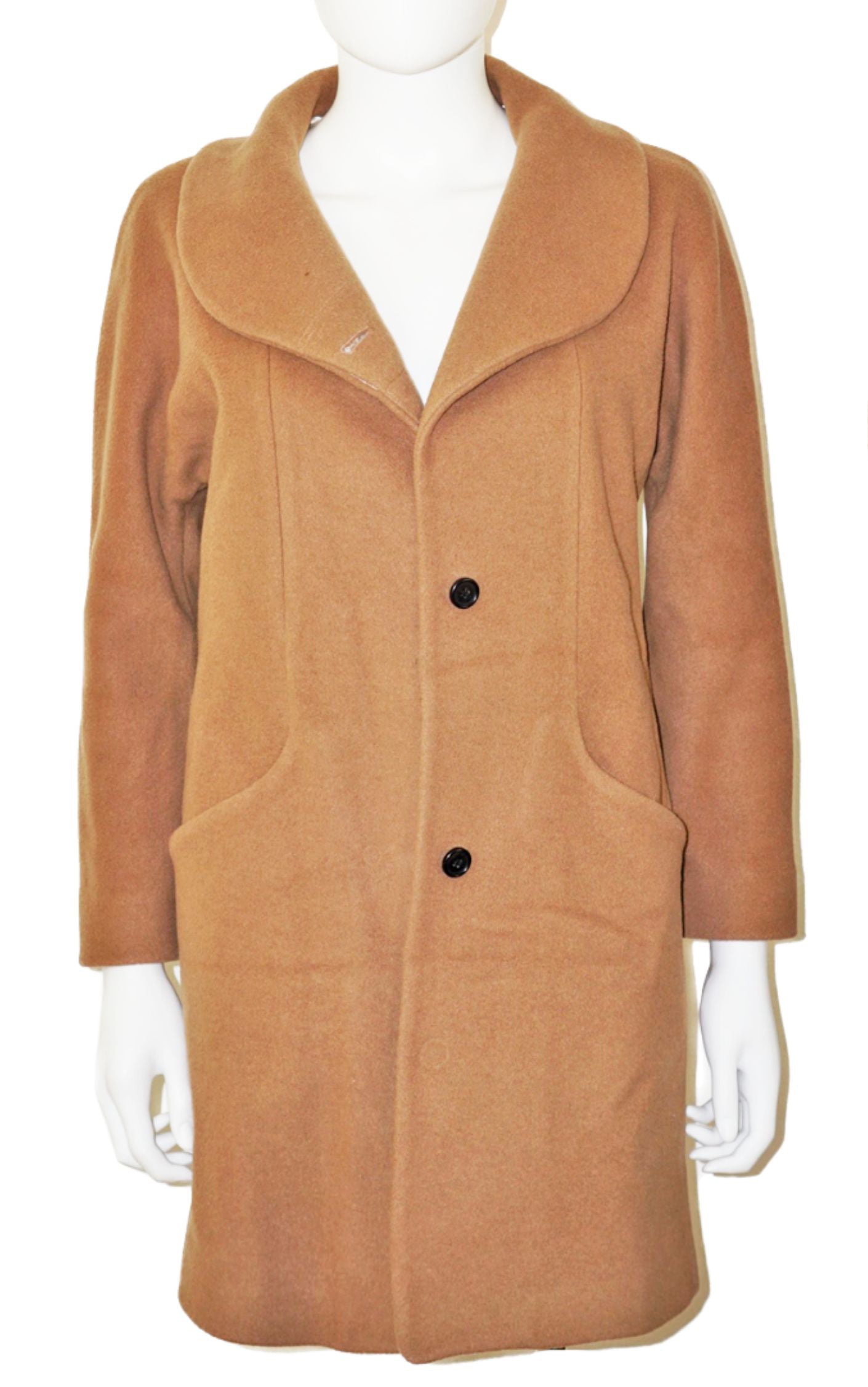 WILFRED Aritzia Camel Wool Collared Buttoned Coat resellum