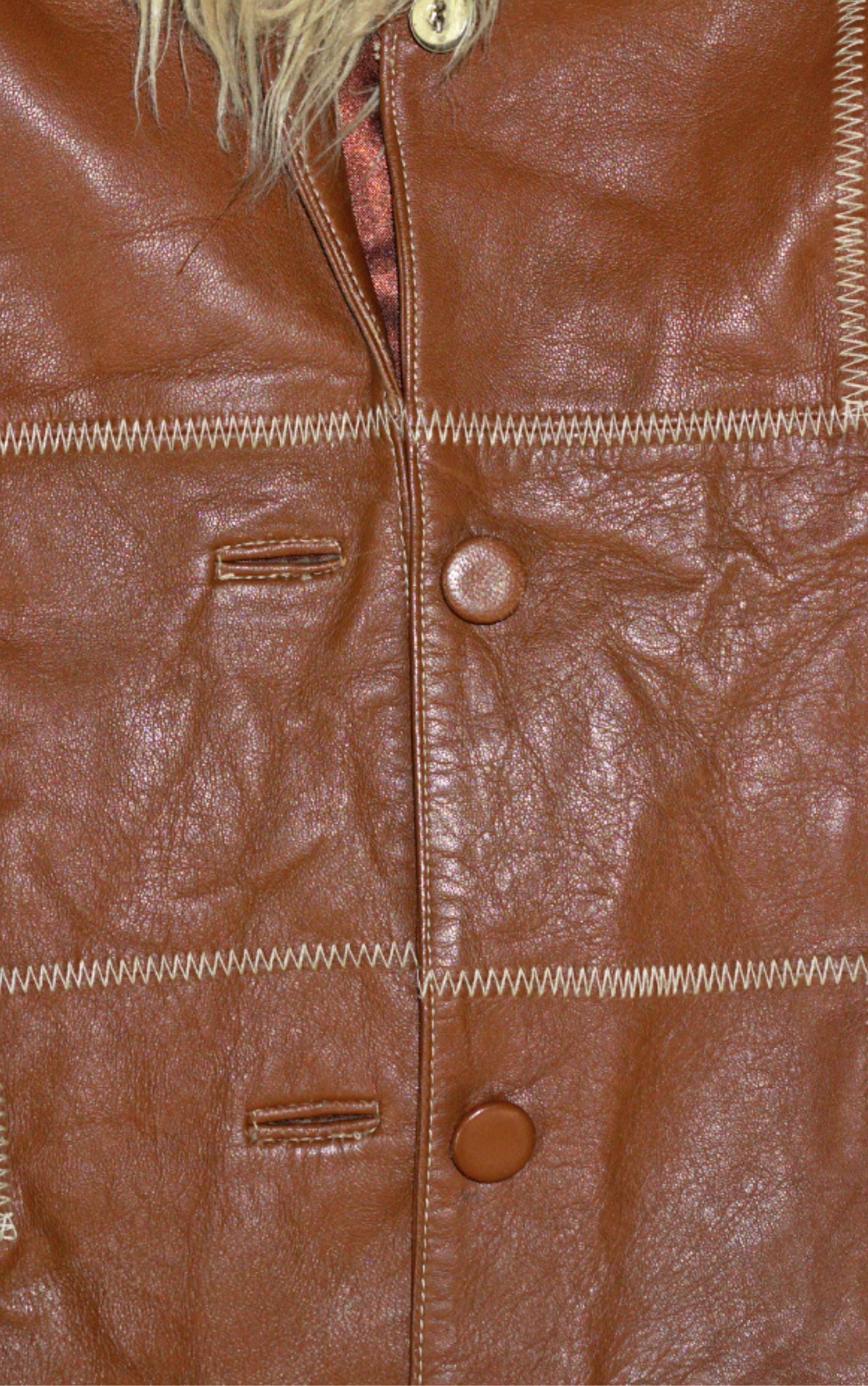 WILSON LEATHER Patchwork Brown Penny Lane Coat resellum