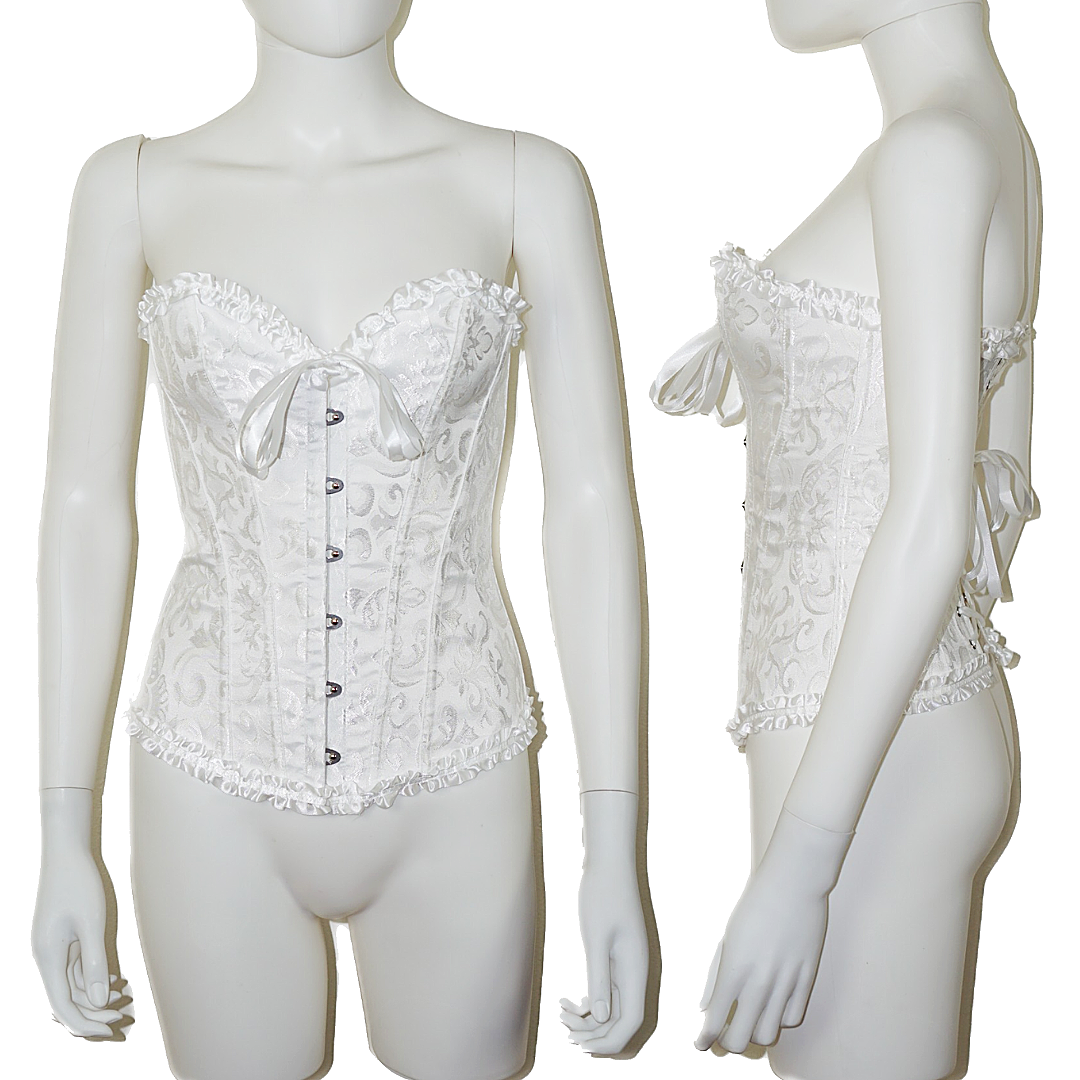 White Satin Gothic Victorian Lace Up Corset