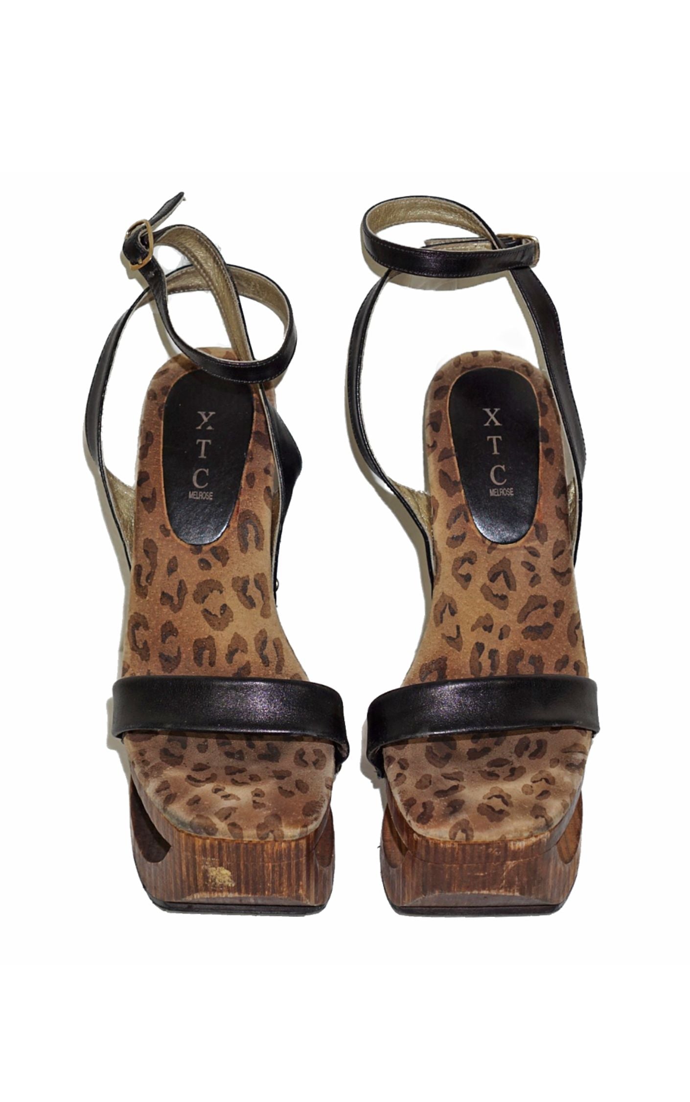 XTC Melrose Y2K Ankle Strap Wooden Platform Sandals resellum