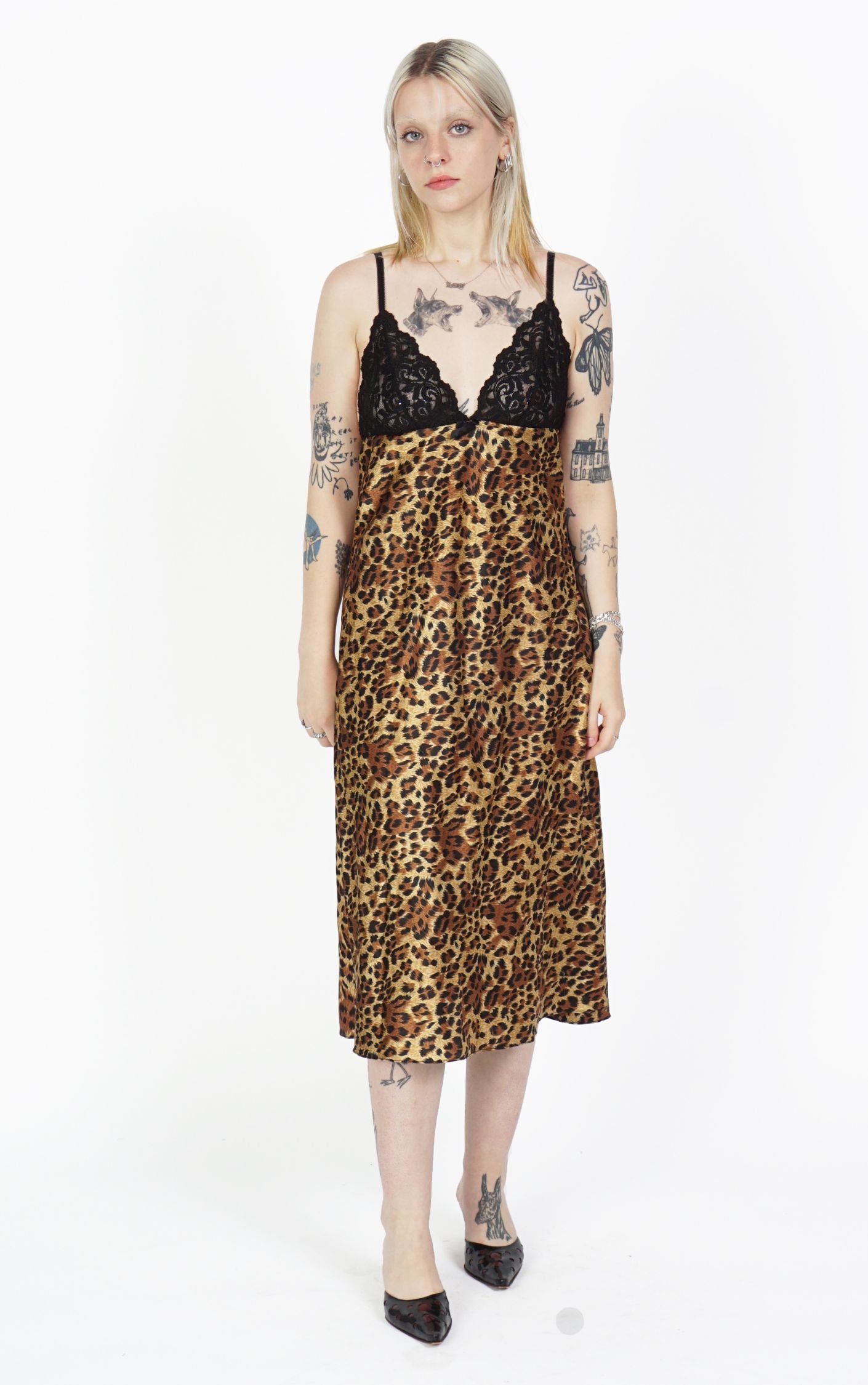 Y2K Cheetah Leopard Animal Print Satin Camisole Midi Dress resellum