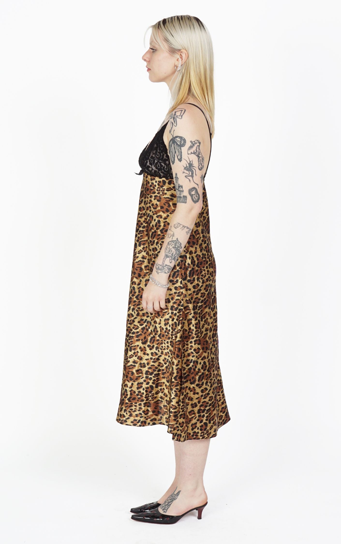 Y2K Cheetah Leopard Animal Print Satin Camisole Midi Dress resellum