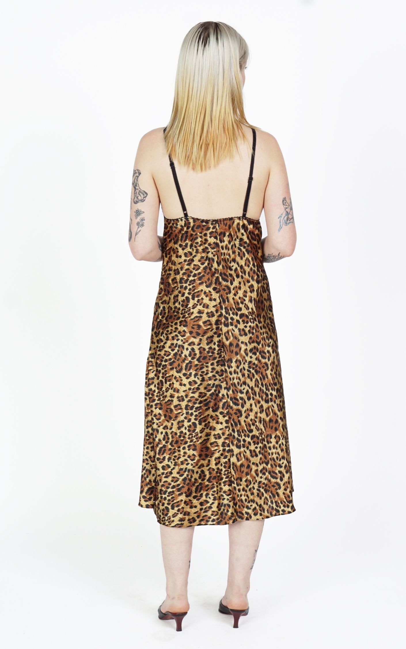 Y2K Cheetah Leopard Animal Print Satin Camisole Midi Dress resellum