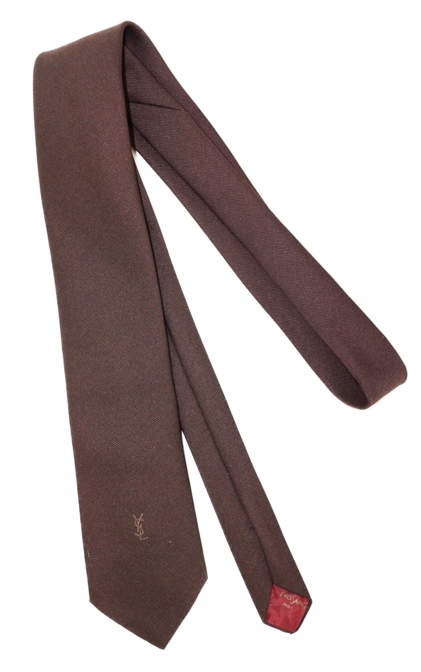 Yves Saint Laurent YSL Vintage Brown Slim Tie RESELLUM