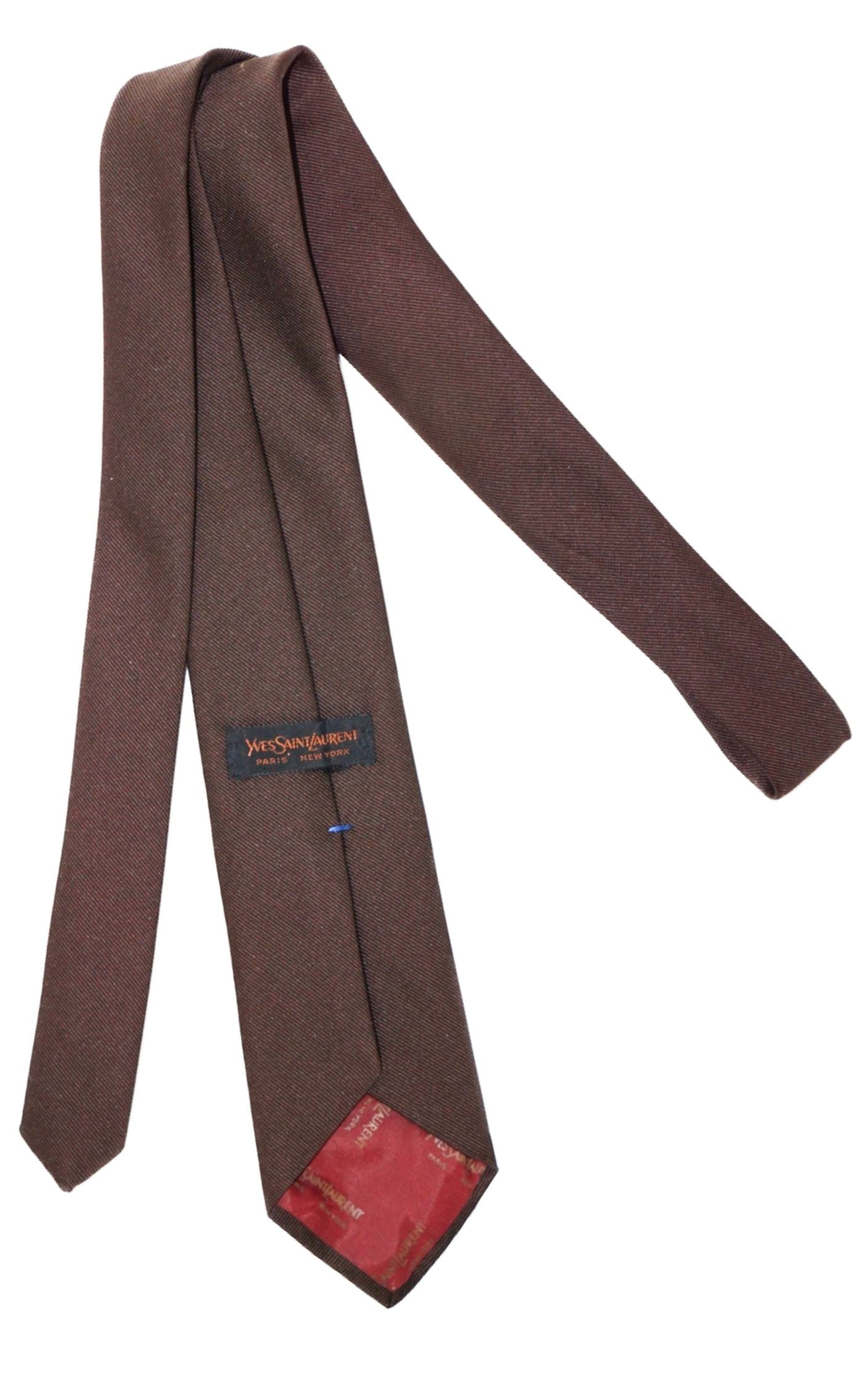 Yves Saint Laurent YSL Vintage Brown Slim Tie RESELLUM