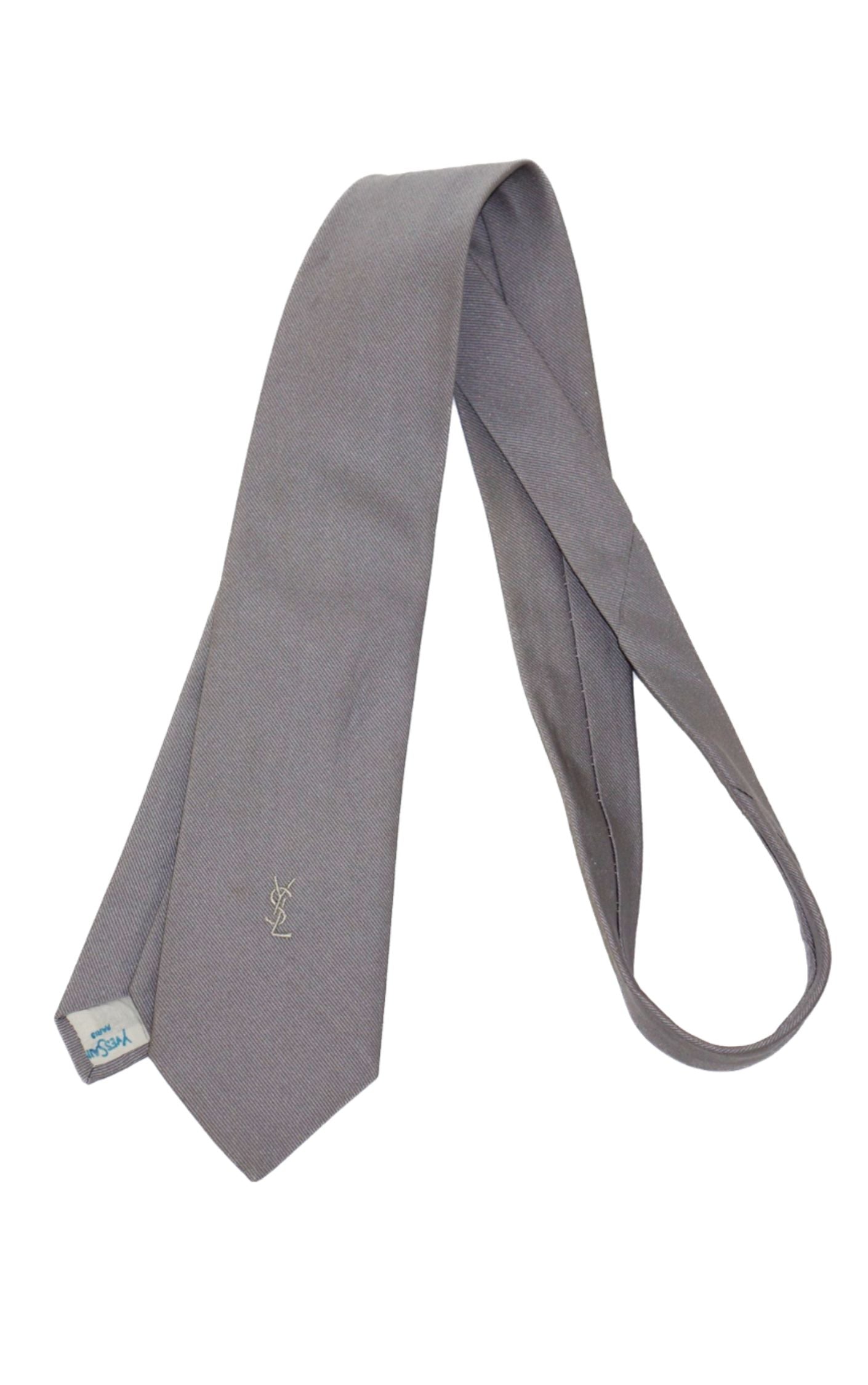Yves Saint Laurent YSL Vintage Gray Slim Tie resellum