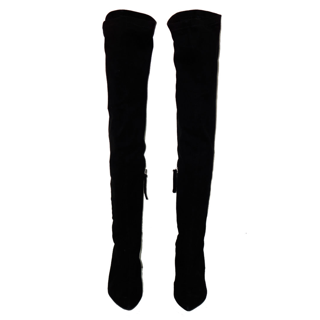 ZARA Black Suede Over The Knee Boots by Click On Trend