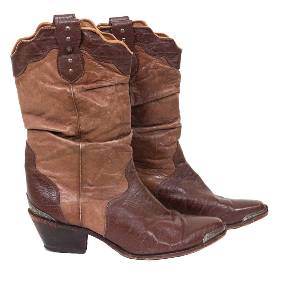 ZODIAC Brown Leather Cowboy Boots by Click On Trend