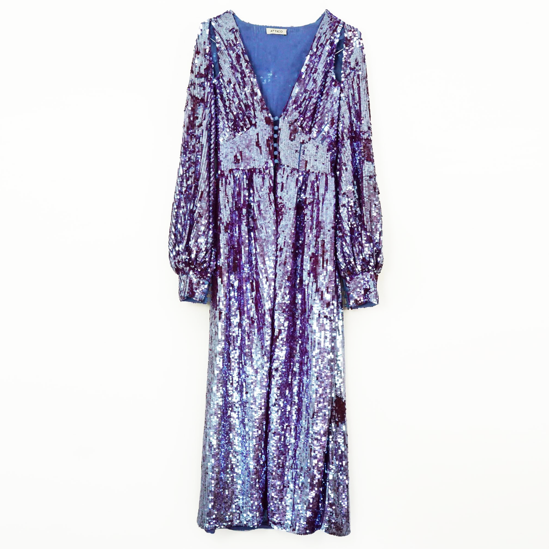 THE ATTICO Purple Sequin Robe Dress by Click On Trend