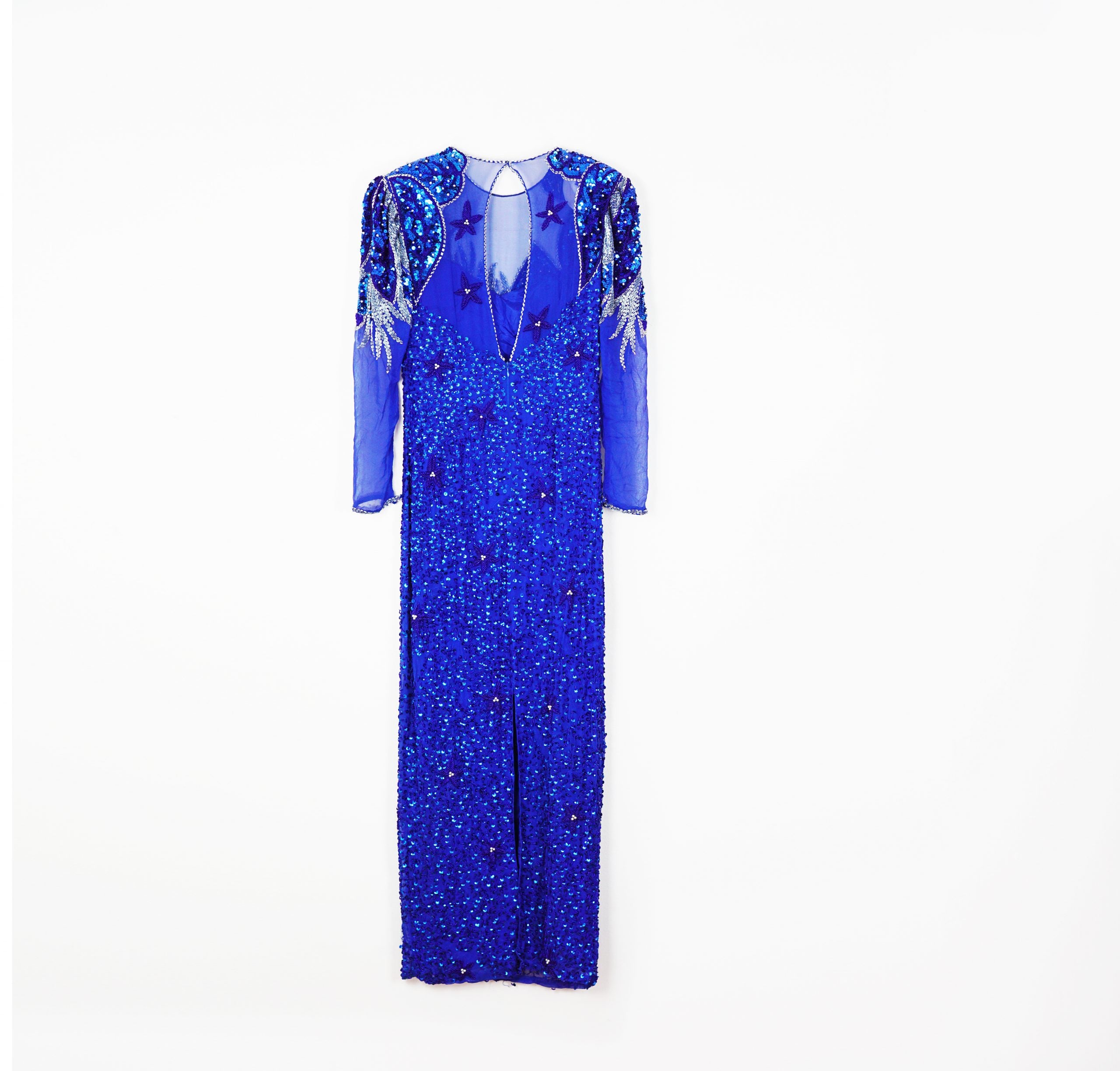 VINTAGE Blue Sequin Maxi Dress by Click On Trend